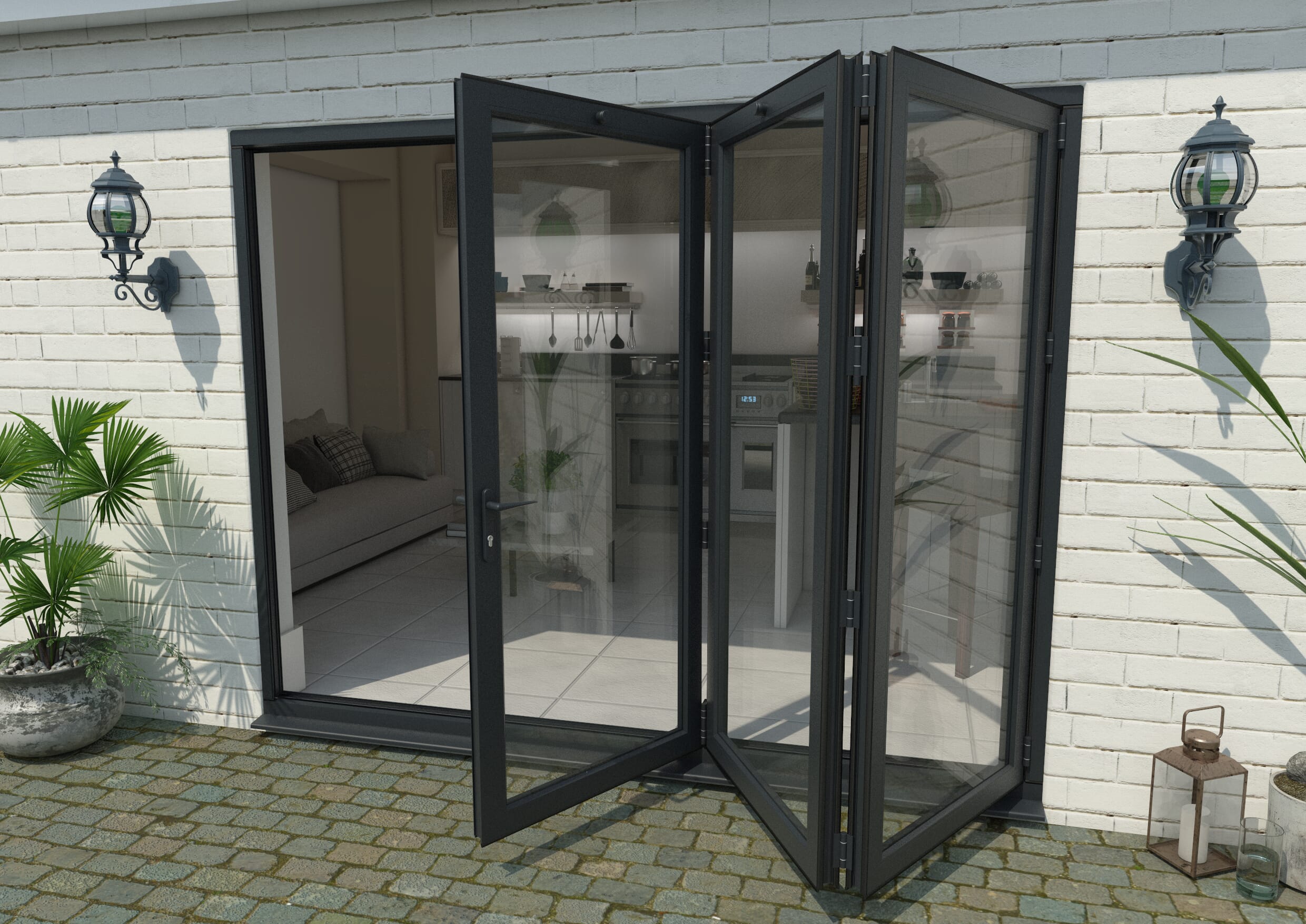 Part Q 2700mm Grey Aluminium Bifold Doors - 3 Right