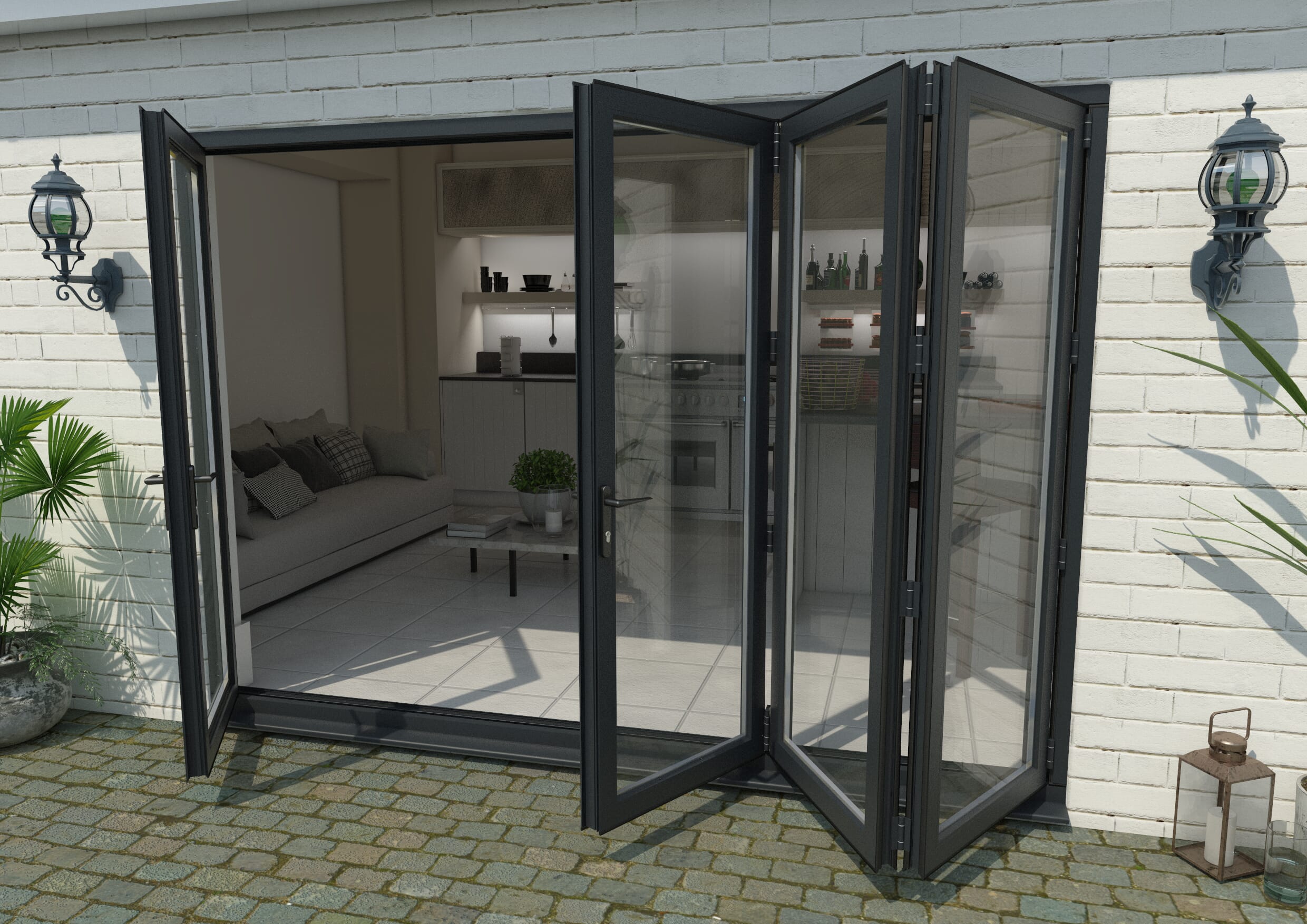 Part Q 3000mm Grey Aluminium Bifold Doors - 1 Left 3 Right