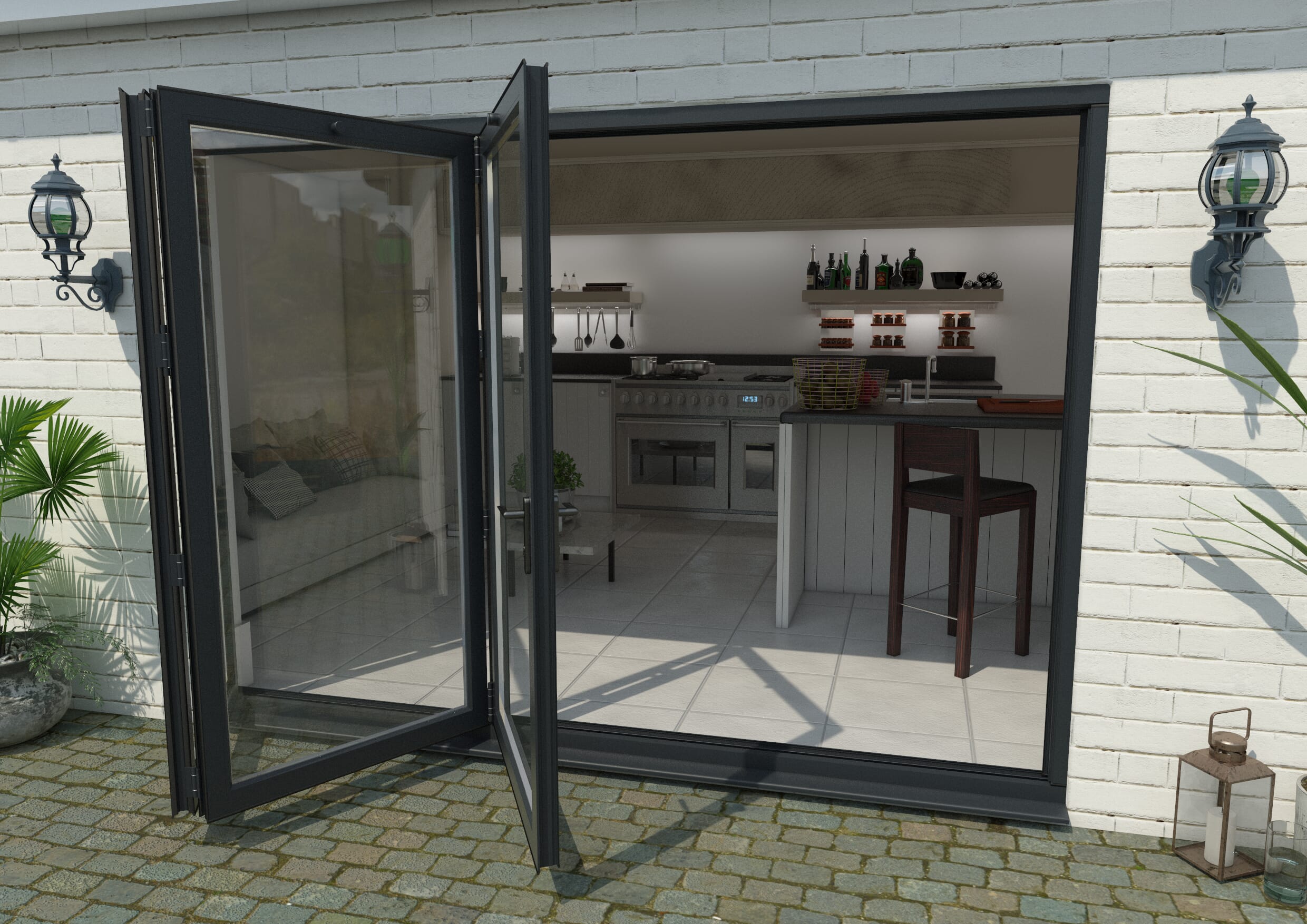 Part Q 3000mm Grey Aluminium Bifold Doors - 3 Left