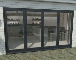 Part Q 3600mm Grey Aluminium Bifold Doors - 1 Left 3 Right