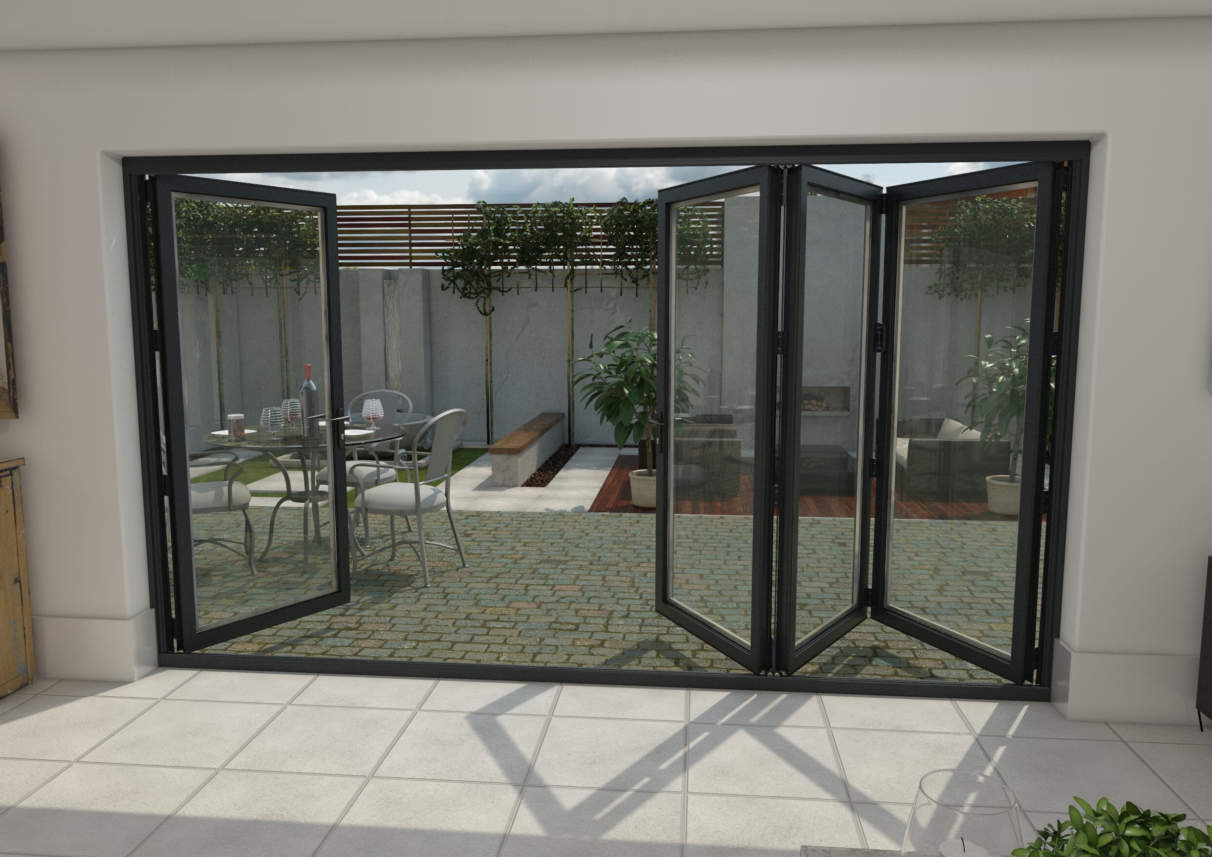 Part Q 3600mm Grey Aluminium Bifold Doors - 3 Left 1 Right
