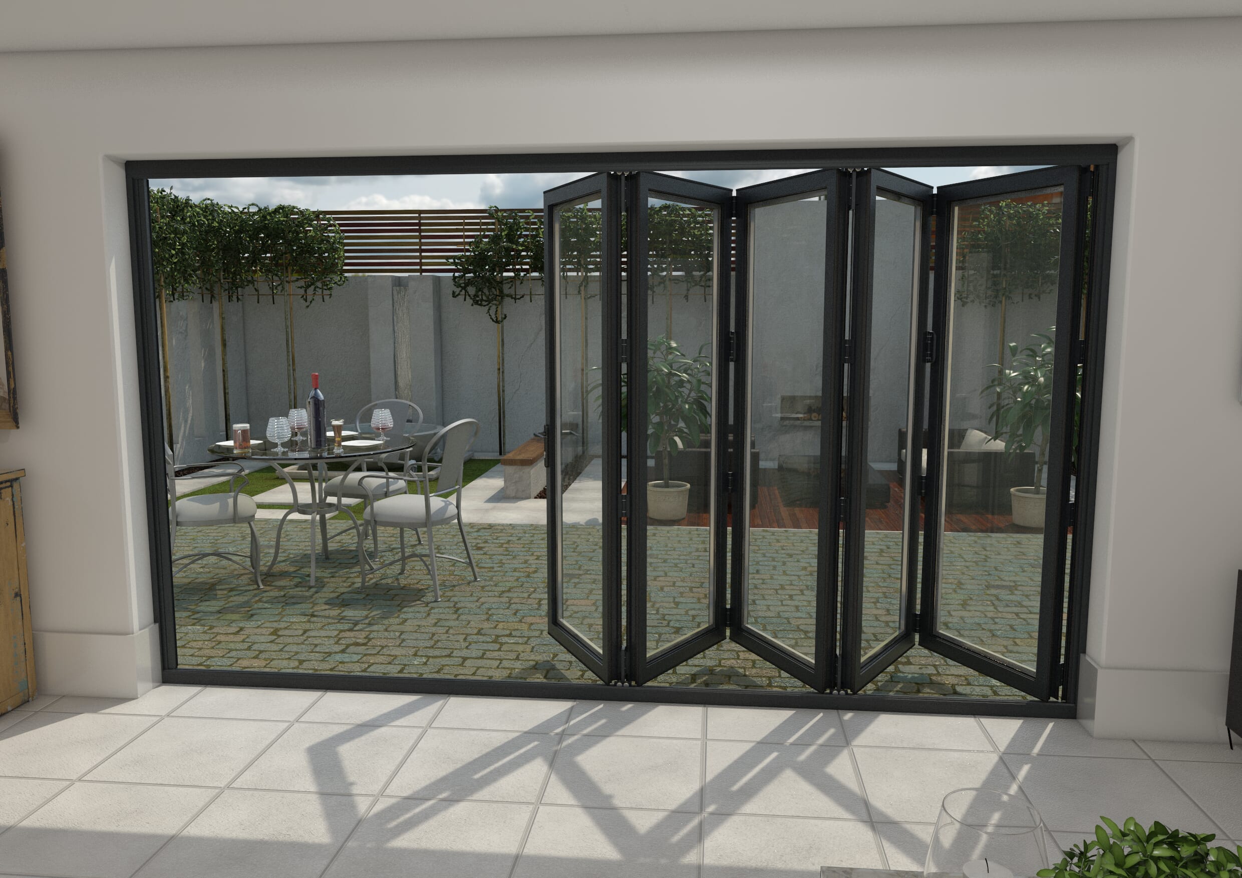 3600mm Grey Aluminium Bifold Doors 5 Left Express Doors Direct
