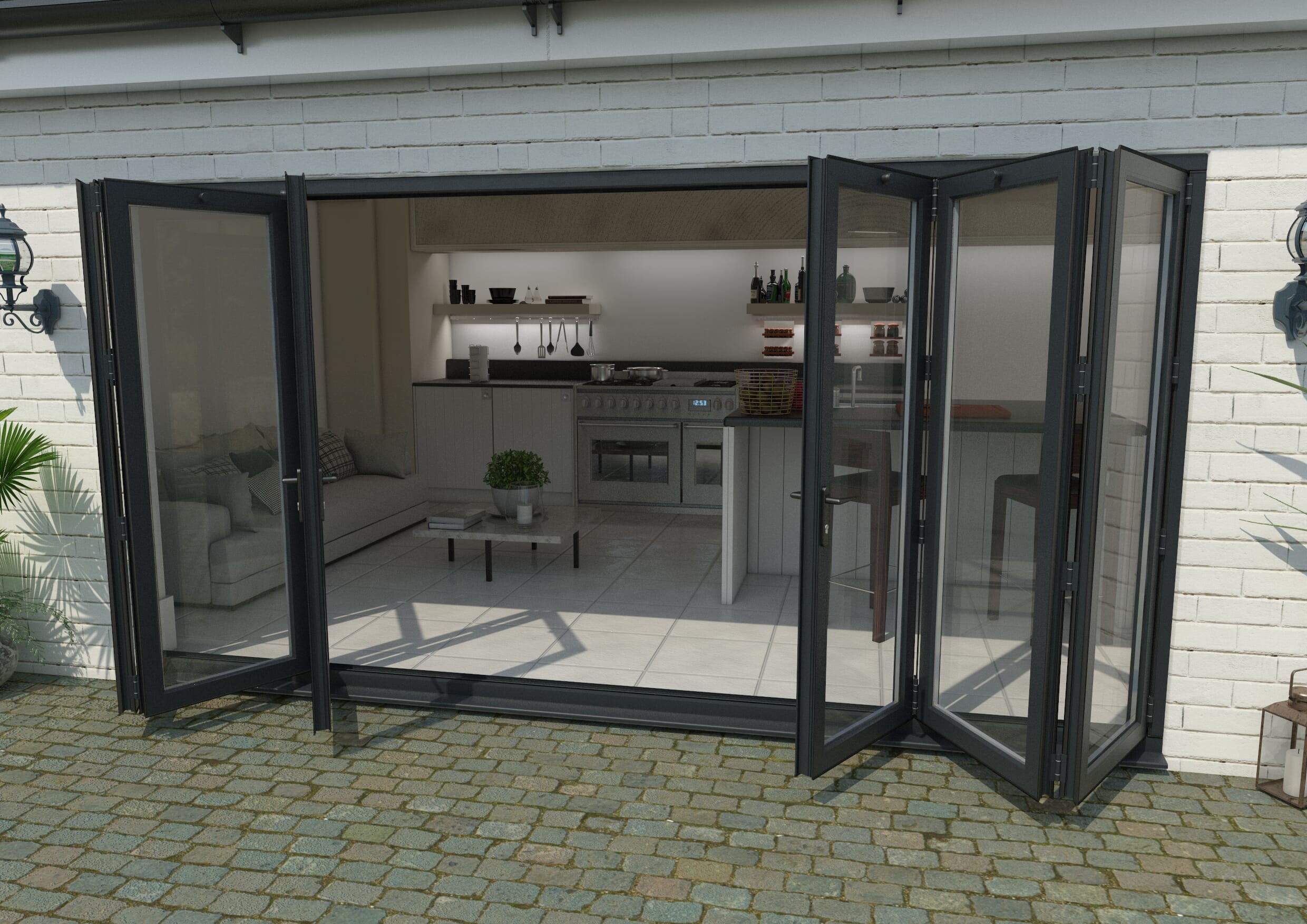 Part Q 4200mm Grey Aluminium Bifold Doors - 3 Left 3 Right