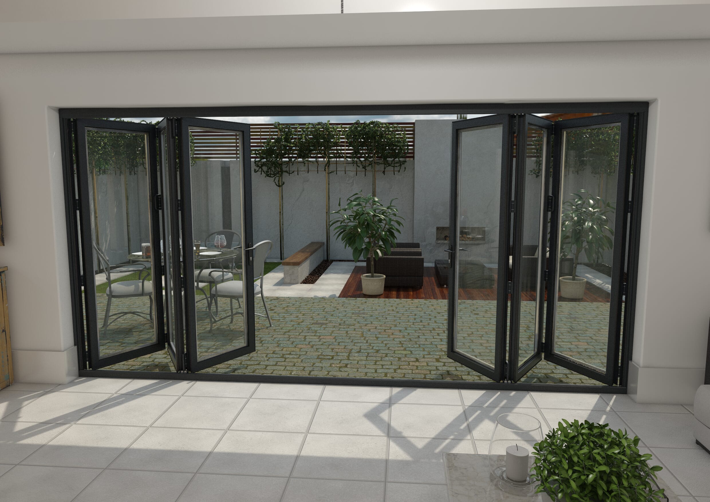 Part Q 4200mm Grey Aluminium Bifold Doors - 3 Left 3 Right