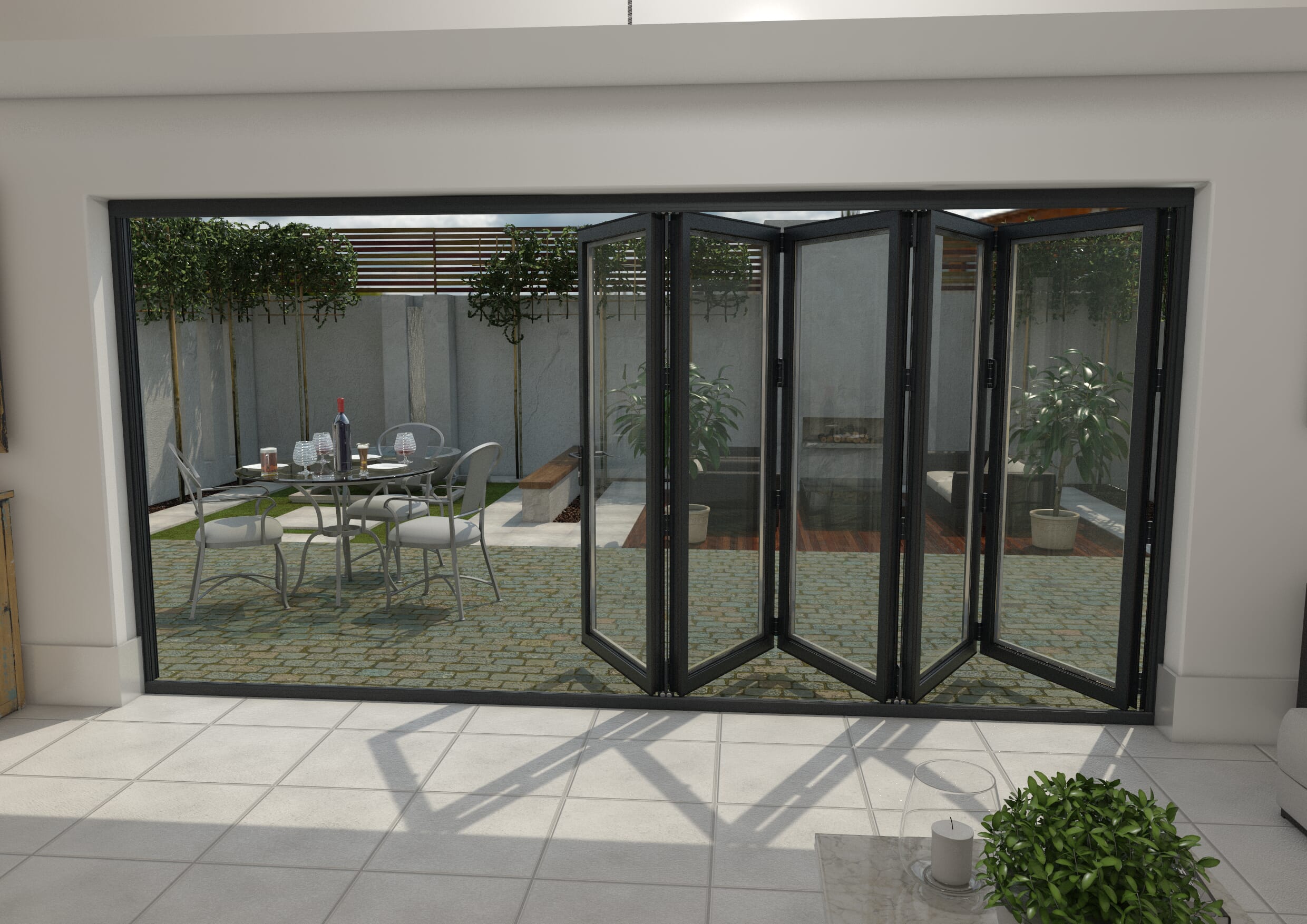 4200mm Grey Aluminium Bifold Doors 5 Left Express Doors Direct