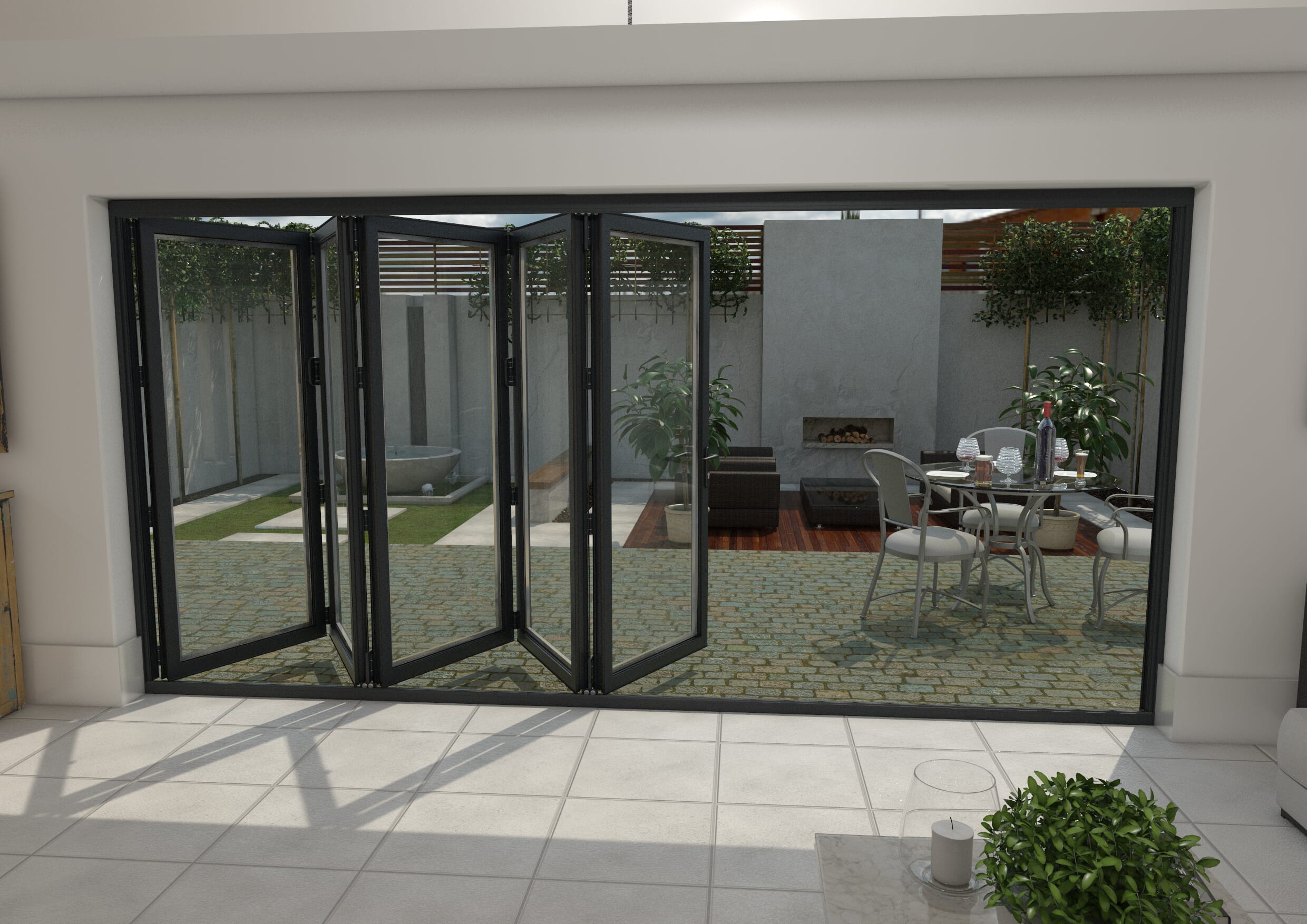 4200mm Grey Aluminium Bifold Doors 5 Right Bifold Doors At Climadoor   GRYALIBI42005R 2 