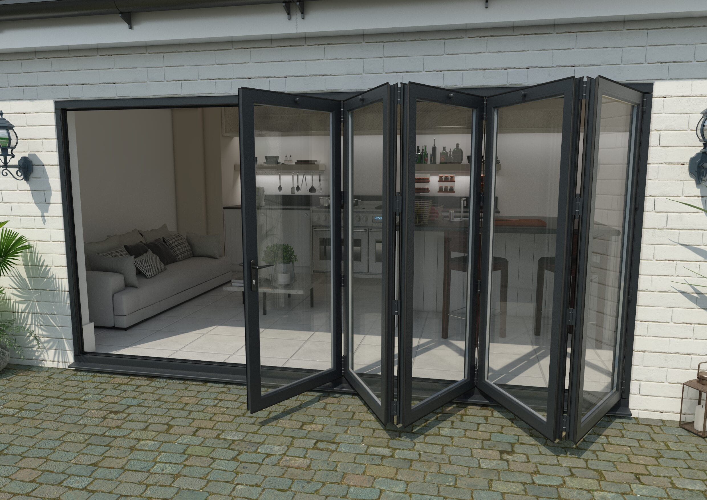 Part Q 4200mm Grey Aluminium Bifold Doors - 5 Right