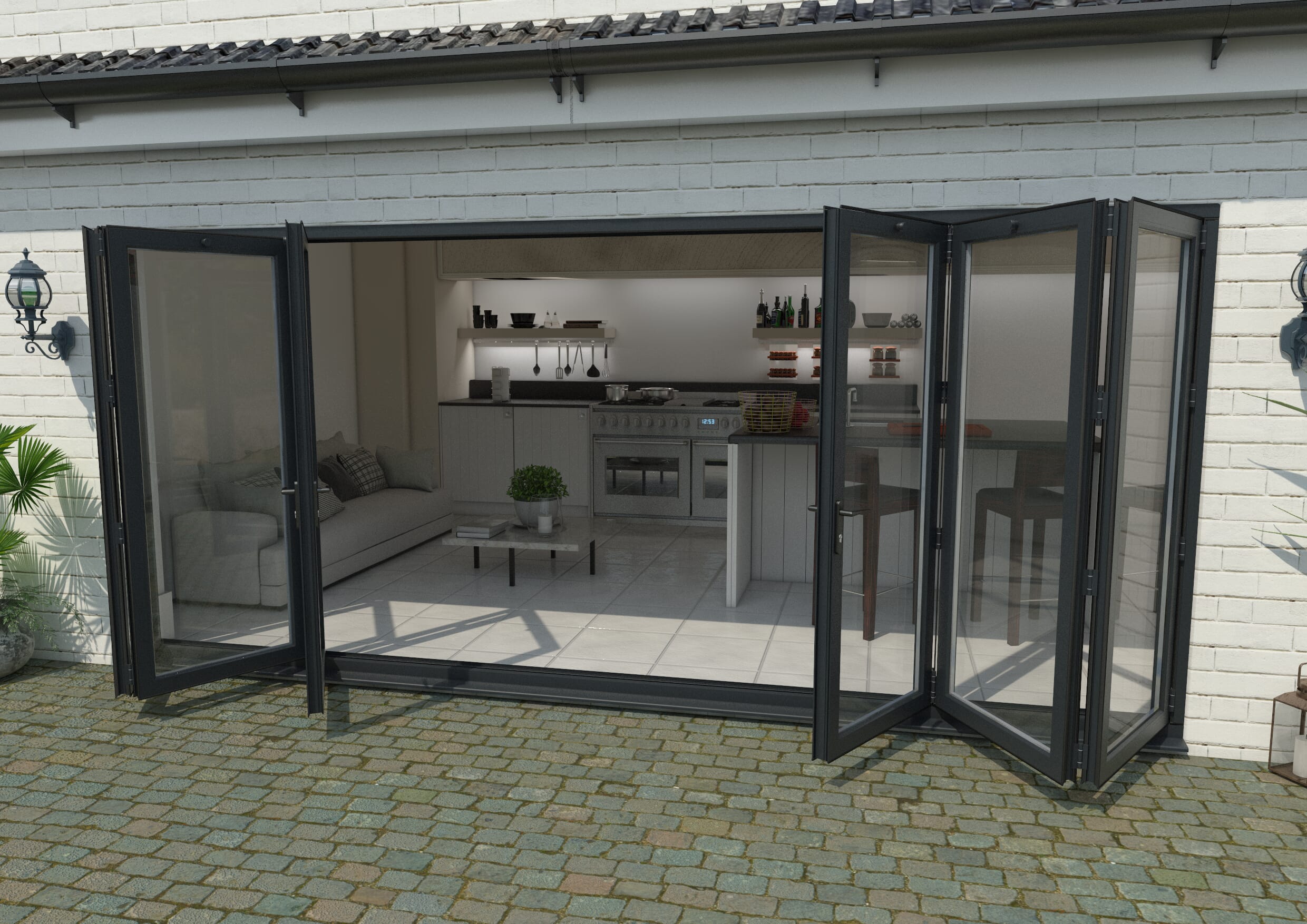 Part Q 4800mm Grey Aluminium Bifold Doors - 3 Left 3 Right