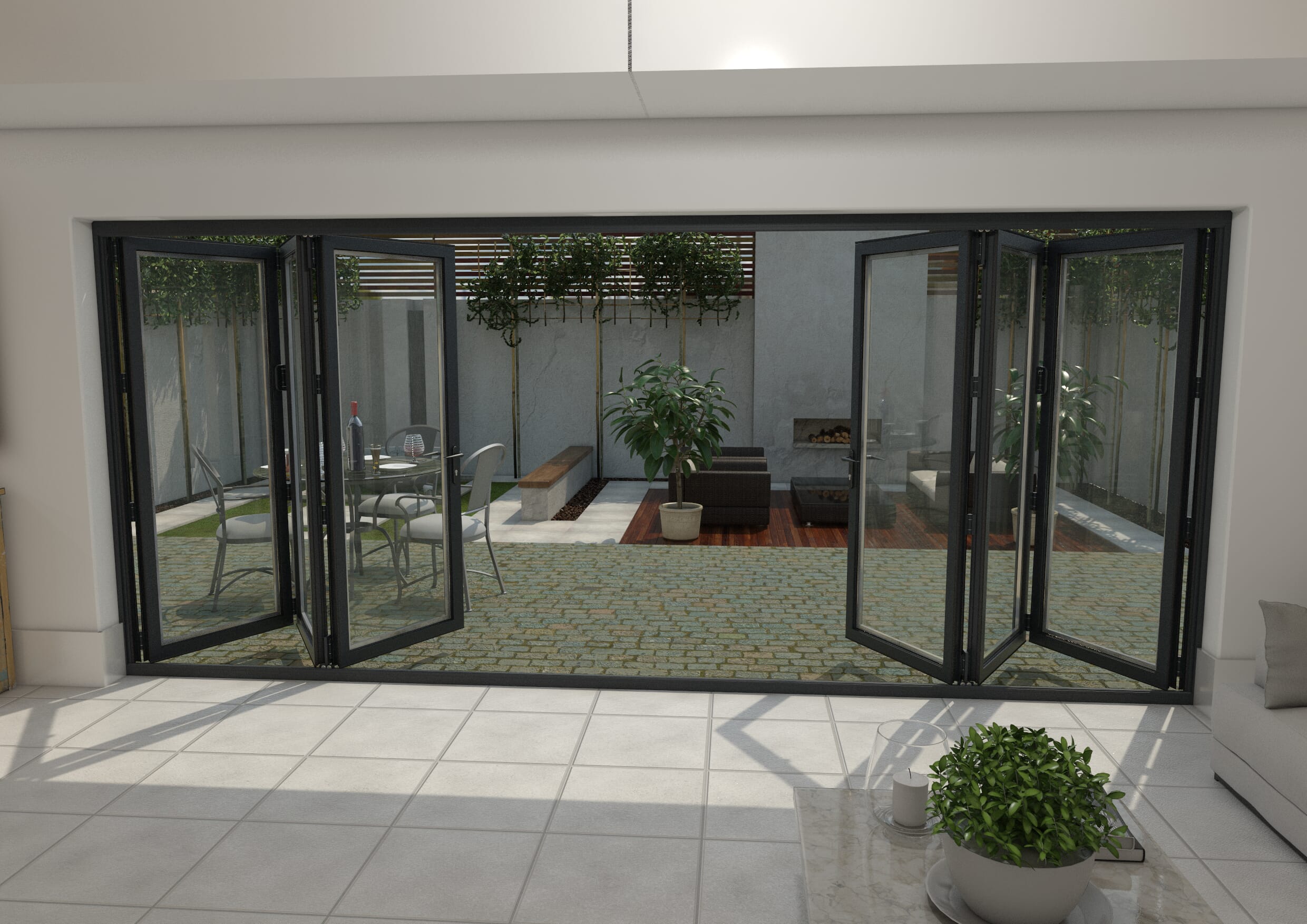 Part Q 4800mm Grey Aluminium Bifold Doors - 3 Left 3 Right