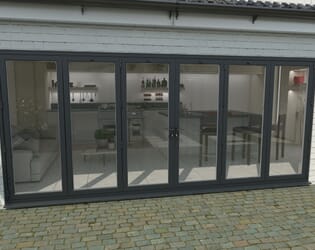 Part Q 4800mm Grey Aluminium Bifold Doors - 3 Left 3 Right