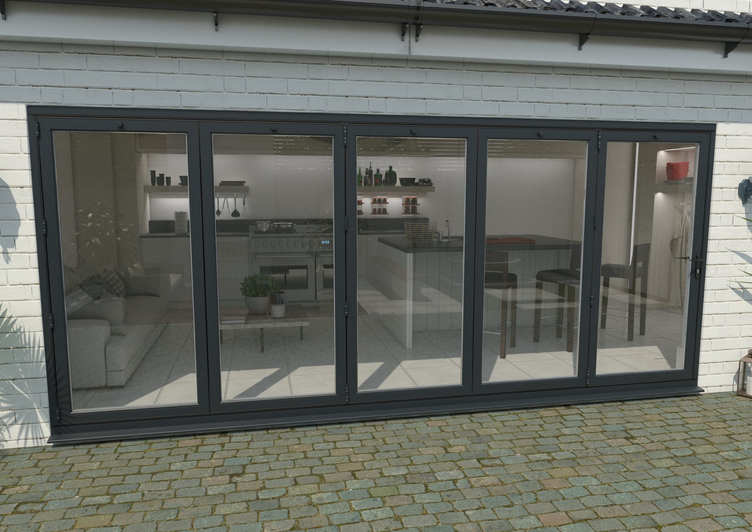 4800mm Grey Aluminium Bifold Doors - 5 Left