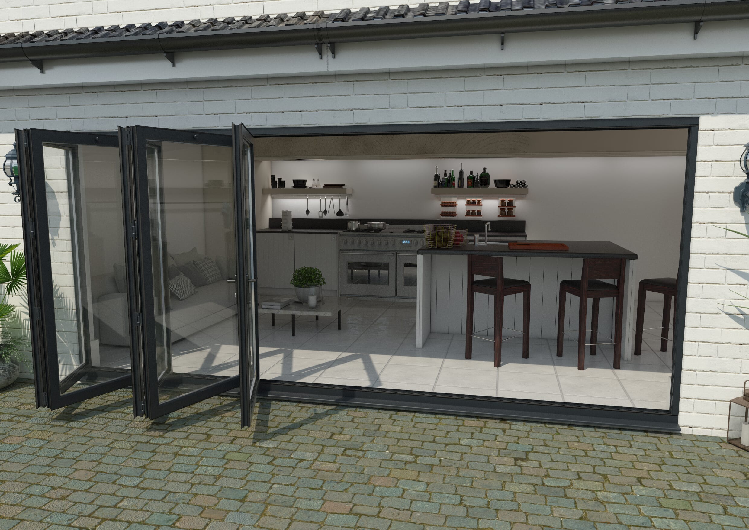 Part Q 4800mm Grey Aluminium Bifold Doors - 5 Left