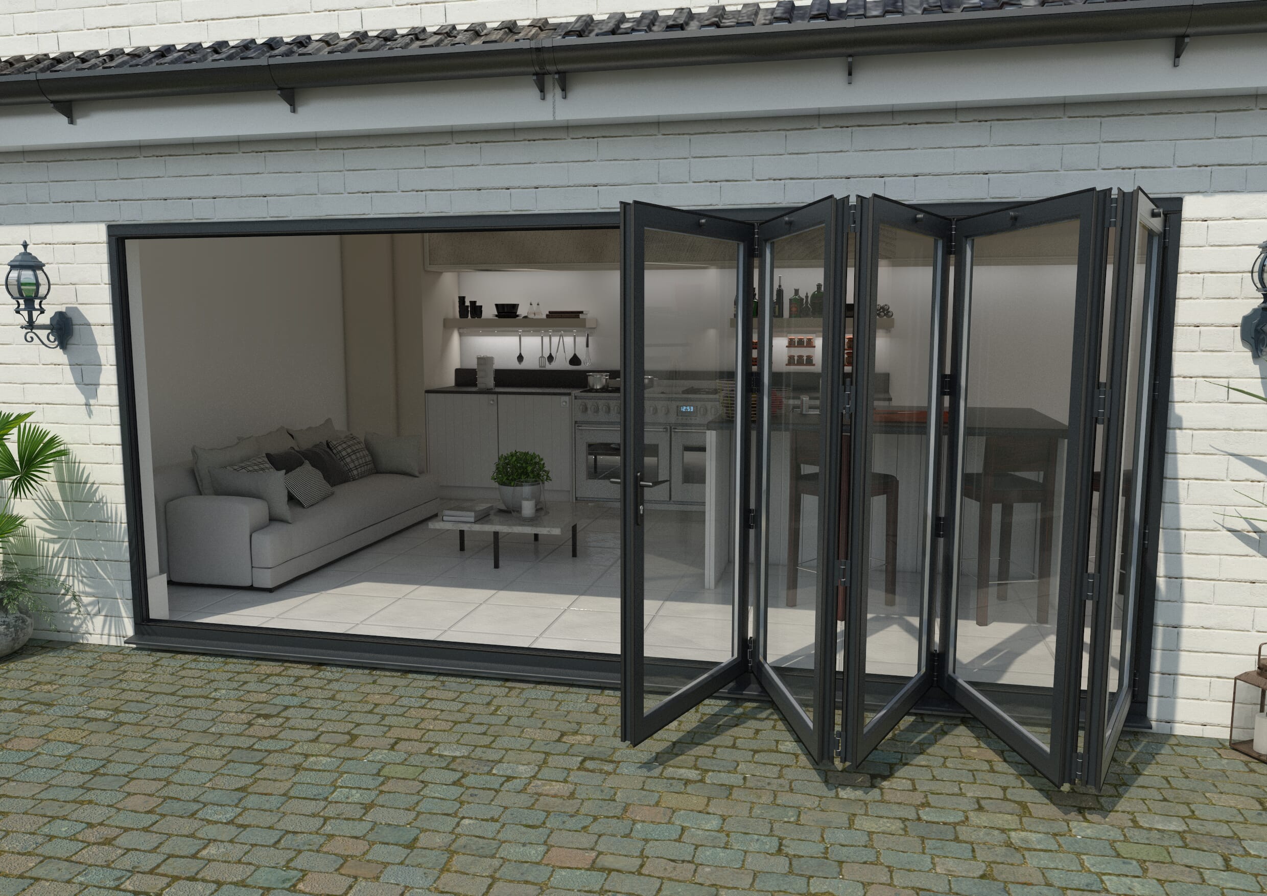 4800mm Grey Aluminium Bifold Doors 5 Right Express Doors Direct