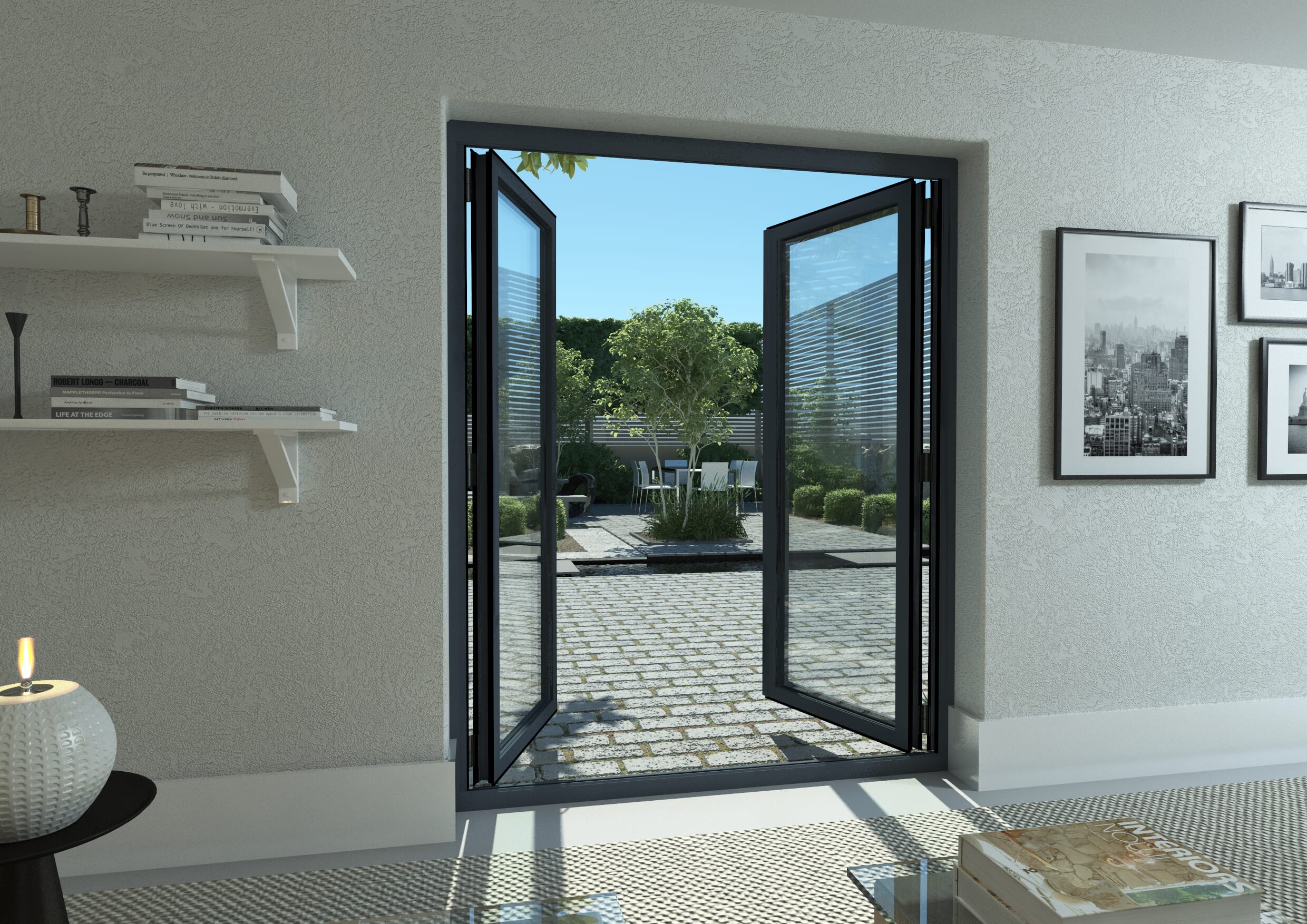 1500mm Part Q Compliant Grey Aluminium French Doors