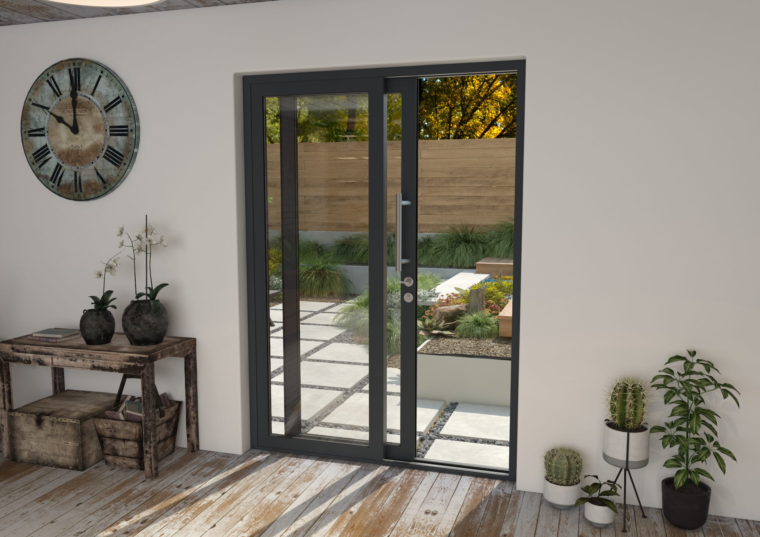 Part Q 1500mm Anthracite Grey Aluminium Sliding Doors LH Sliding / RH Fixed