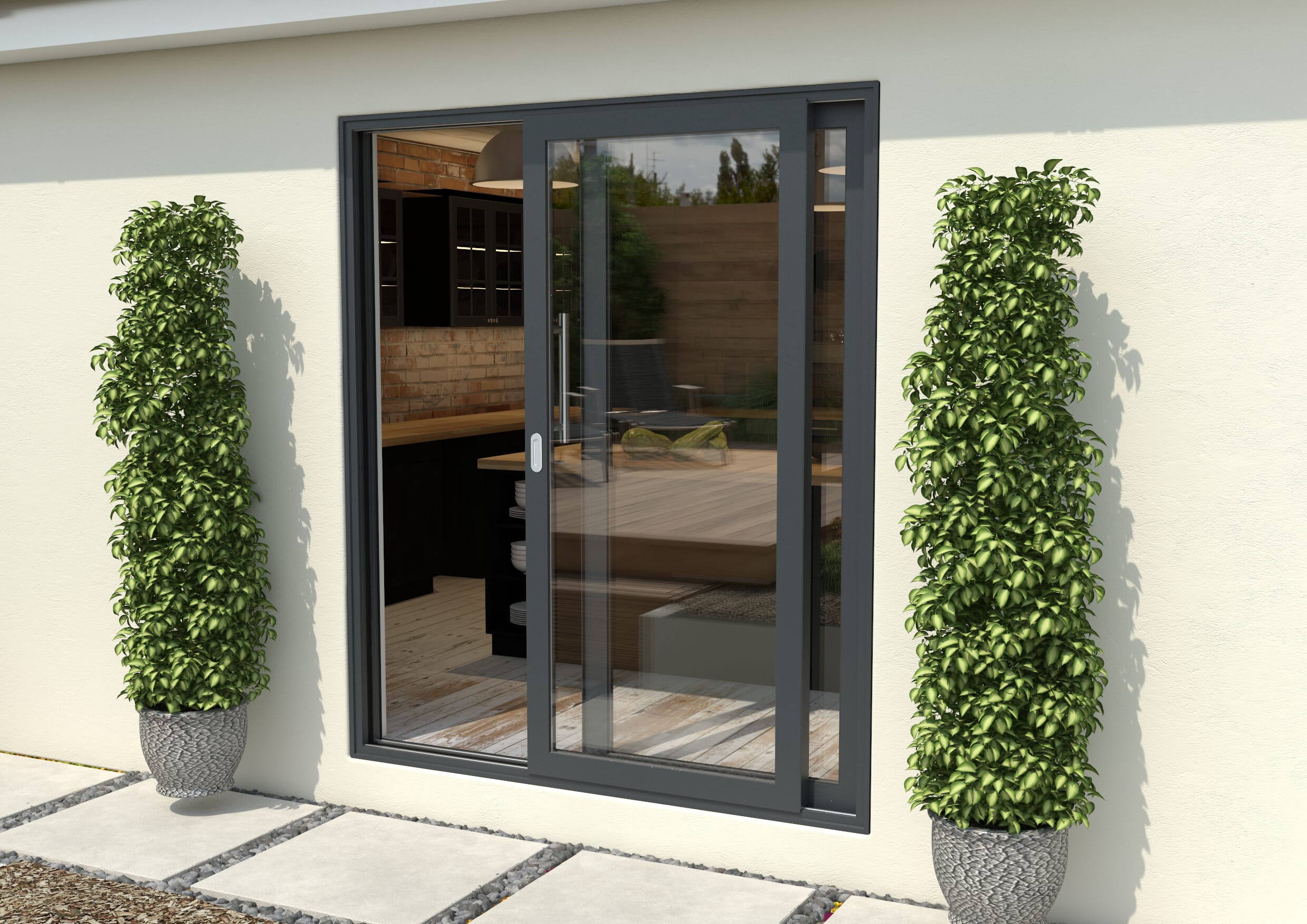 Part Q 1800mm Anthracite Grey Aluminium Sliding Doors LH Sliding / RH Fixed
