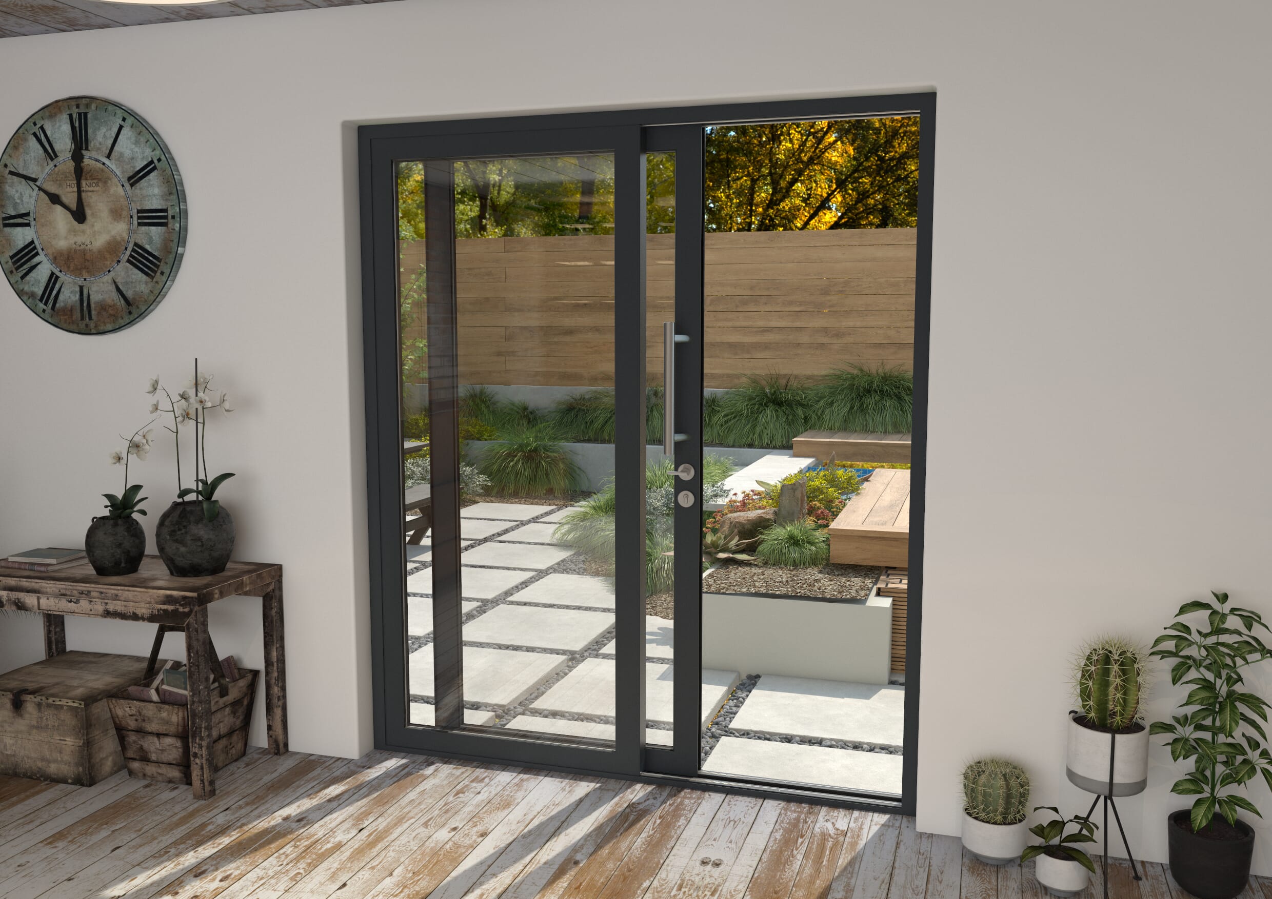 Part Q 1800mm Anthracite Grey Aluminium Sliding Doors LH Sliding / RH Fixed