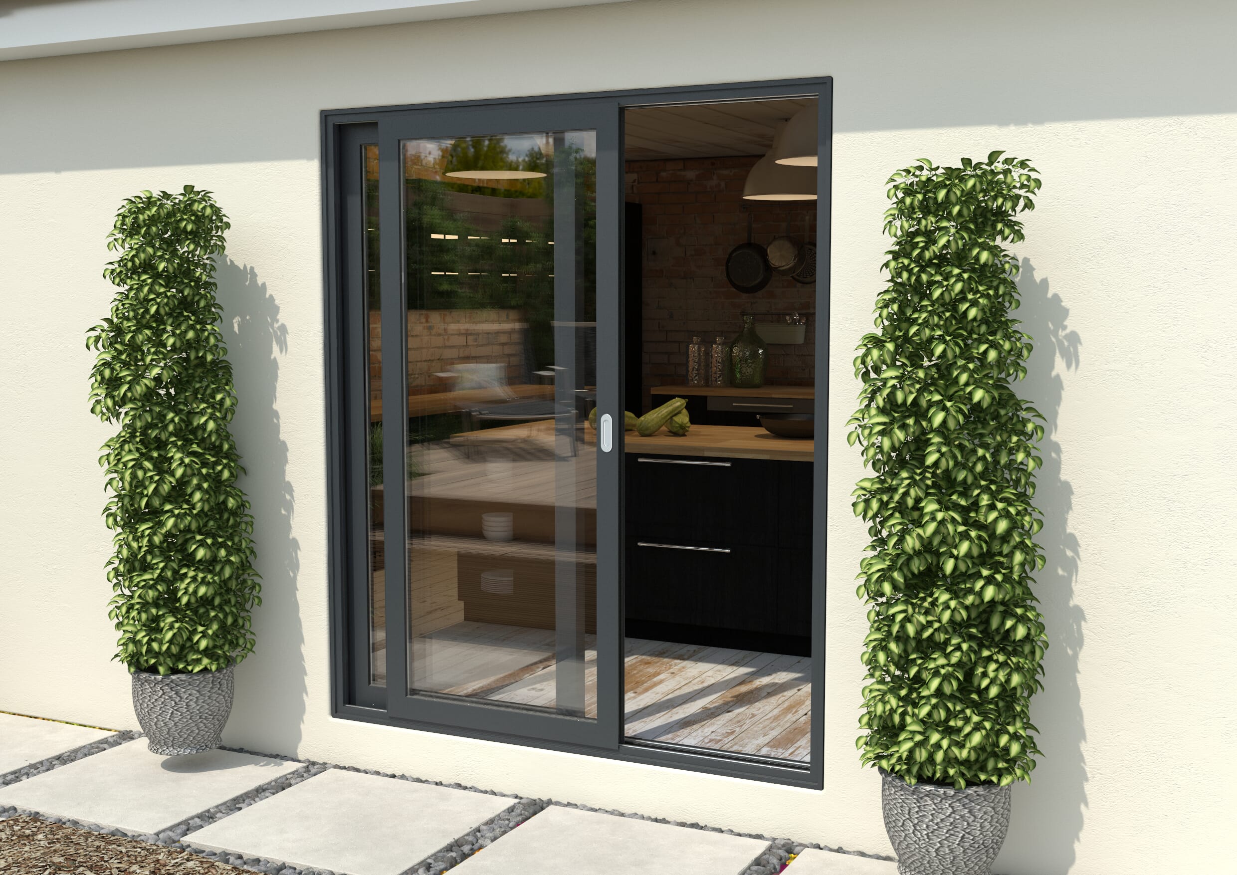 Part Q 1800mm Anthracite Grey Aluminium Sliding Doors RH Sliding / LH Fixed