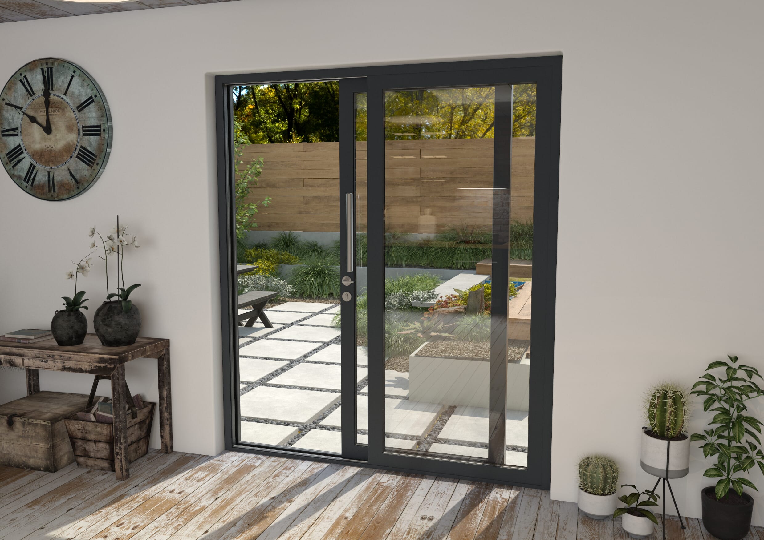 Part Q 1800mm Anthracite Grey Aluminium Sliding Doors RH Sliding / LH Fixed