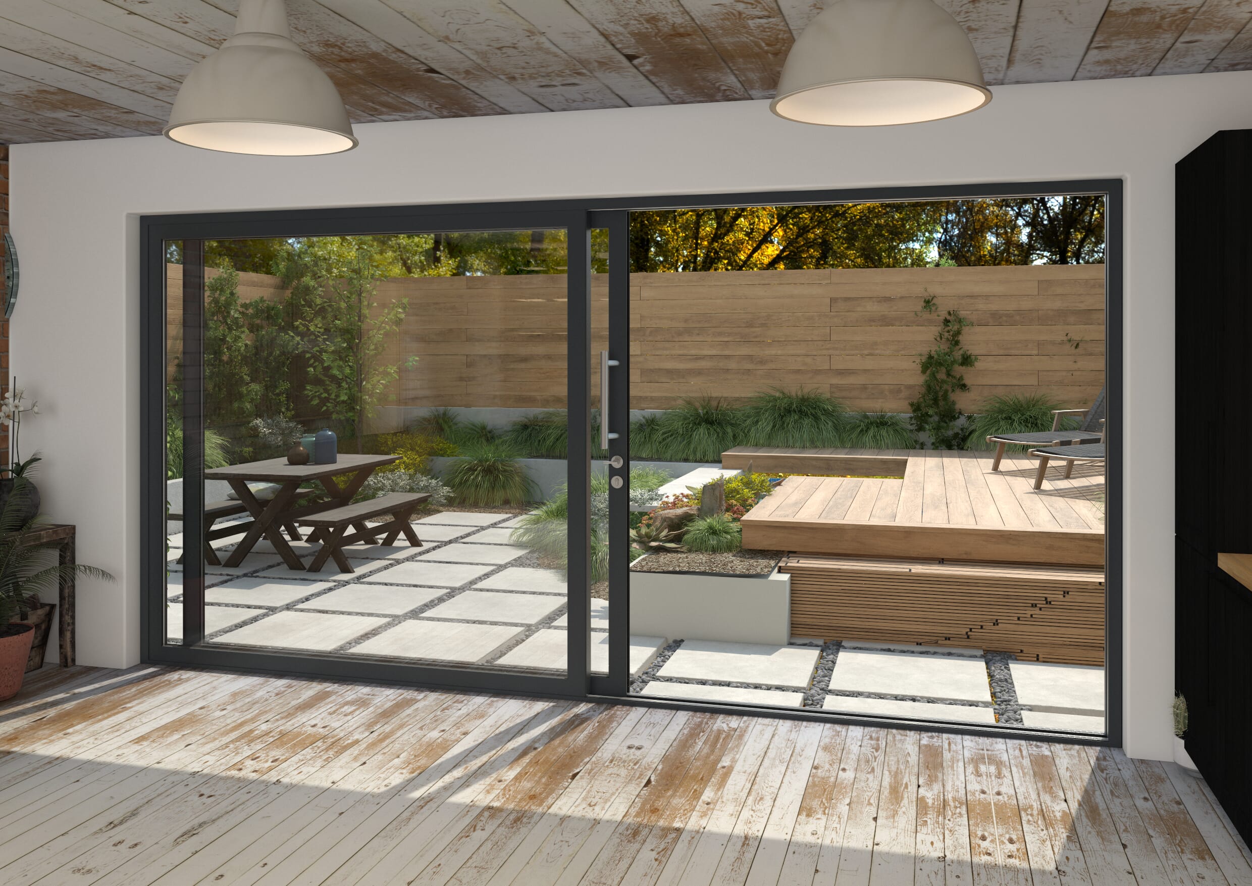 Part Q 4200mm Anthracite Grey Aluminium Sliding Doors LH Sliding / RH Fixed