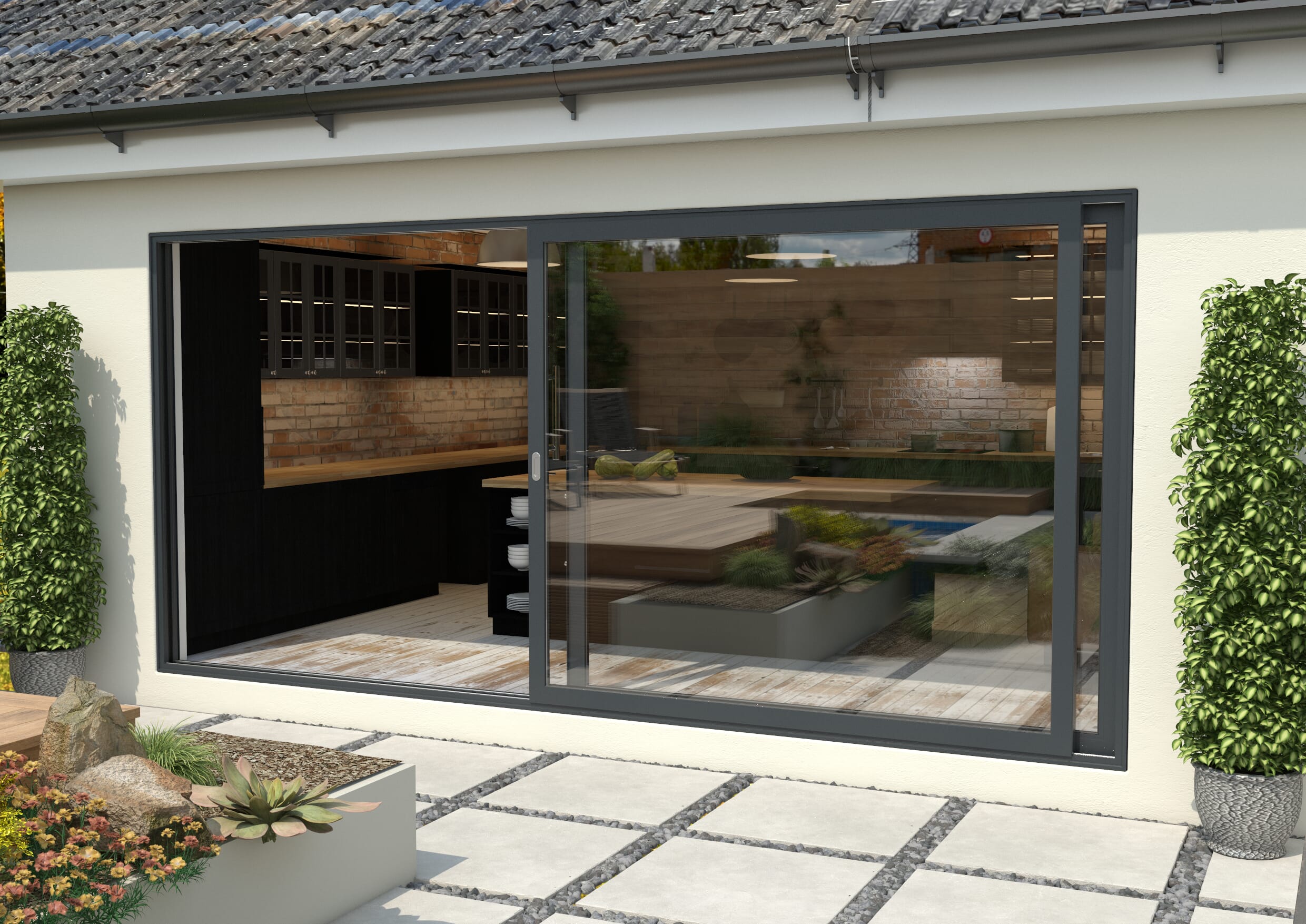 Part Q Mm Anthracite Grey Aluminium Sliding Doors Lh Sliding Rh