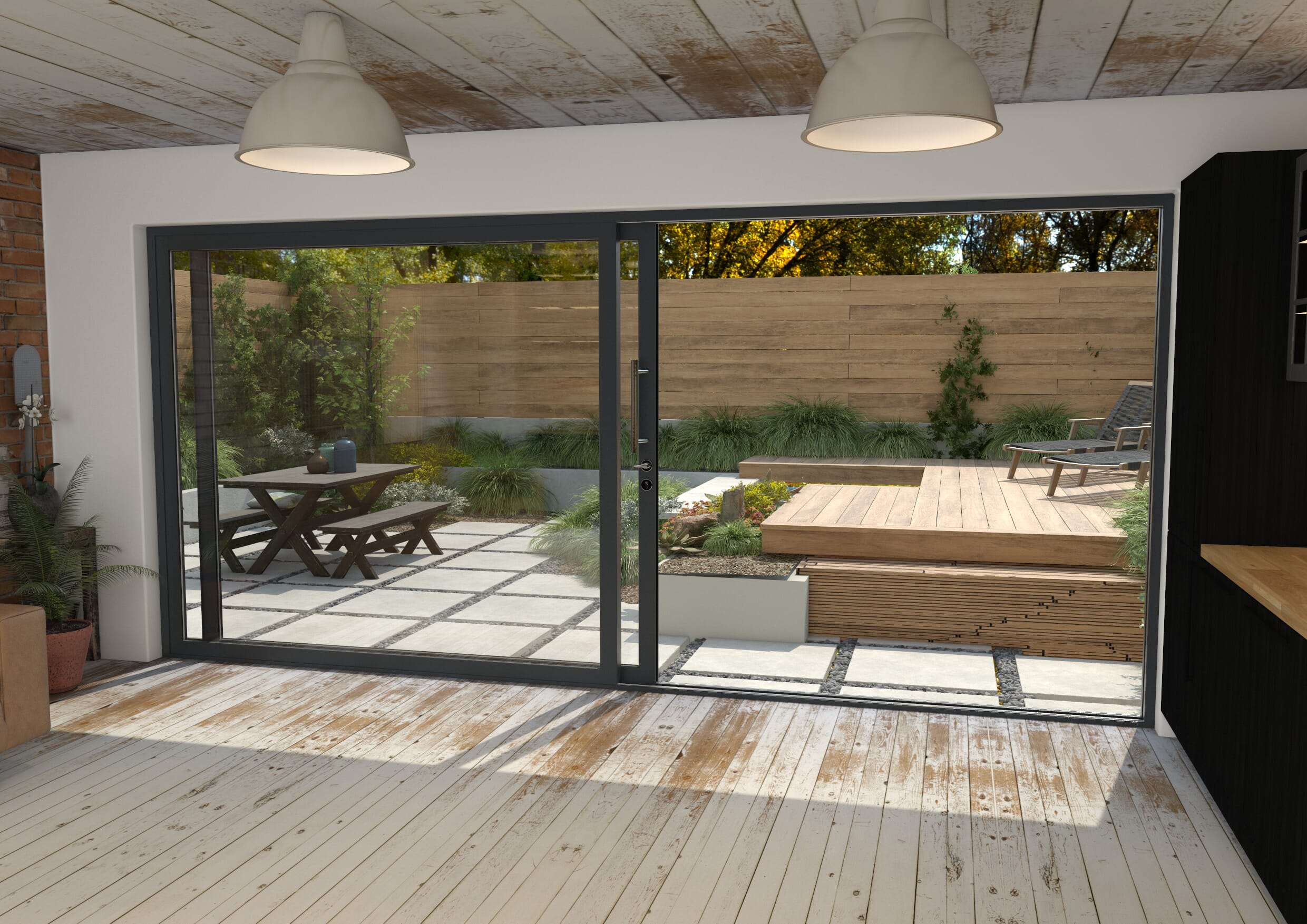 Part Q 4500mm Anthracite Grey Aluminium Sliding Doors LH Sliding / RH Fixed