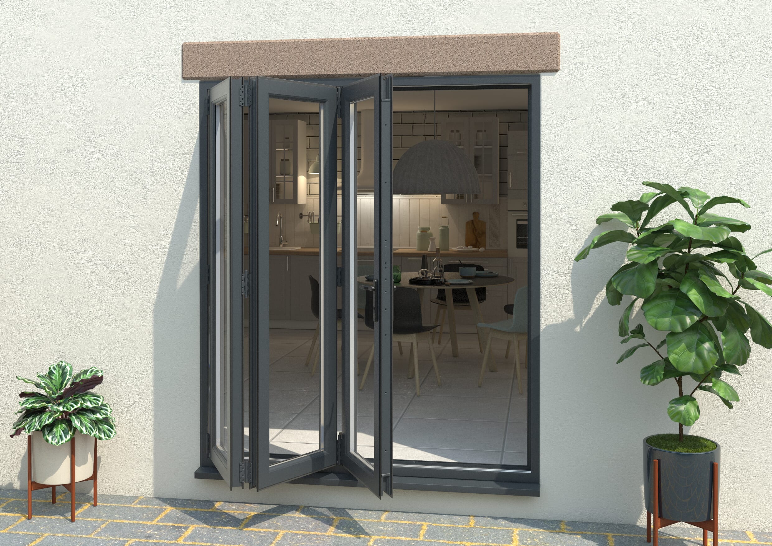 Grey 1800mm UPVC Bi-Fold Door OPEN OUT 3L