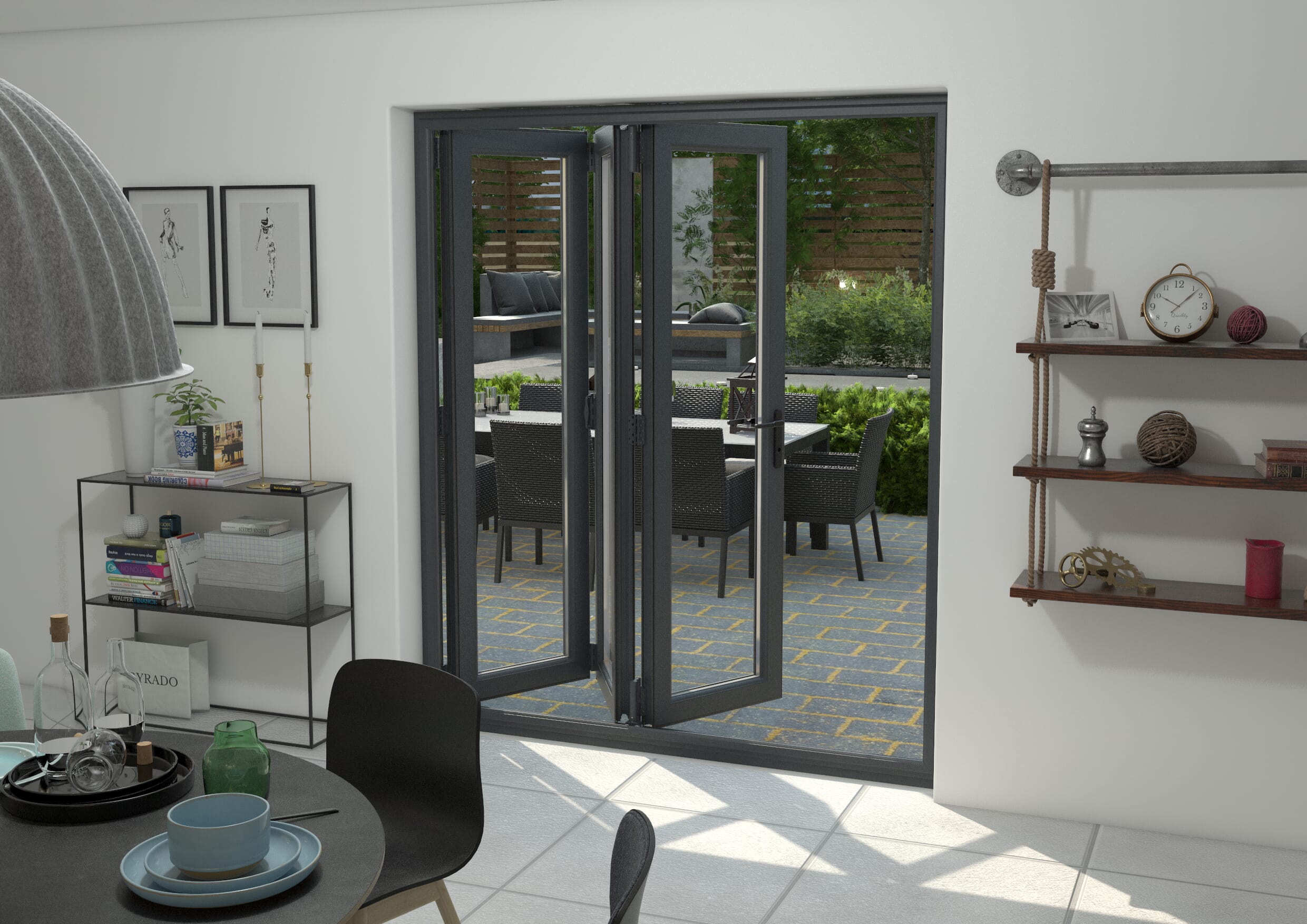 Grey 1800mm Upvc Bi-fold Door Open Out 3r Bifold Doors At Climadoor