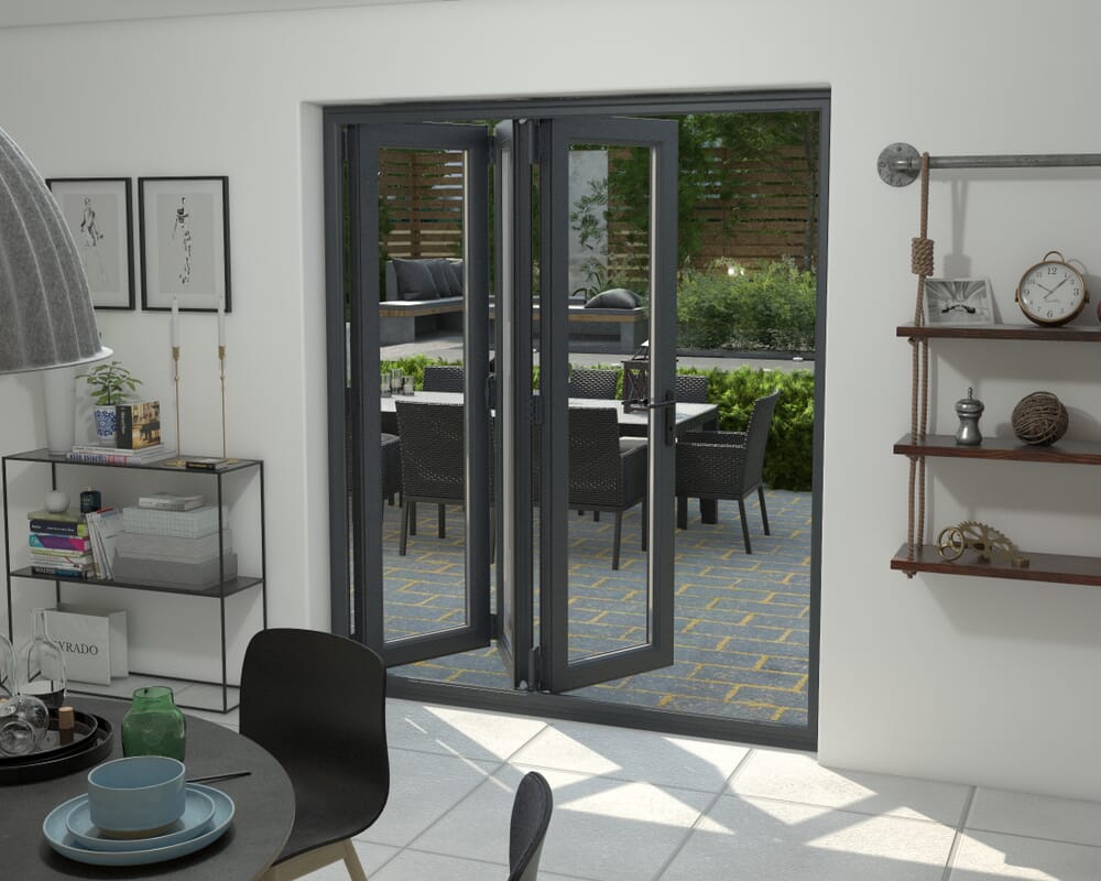 Grey 1800mm UPVC Bi-Fold Door OPEN OUT 3R