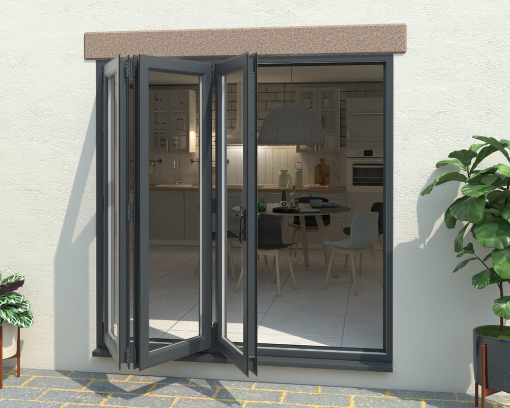 Grey 2100mm UPVC Bi-Fold Door OPEN OUT 3L