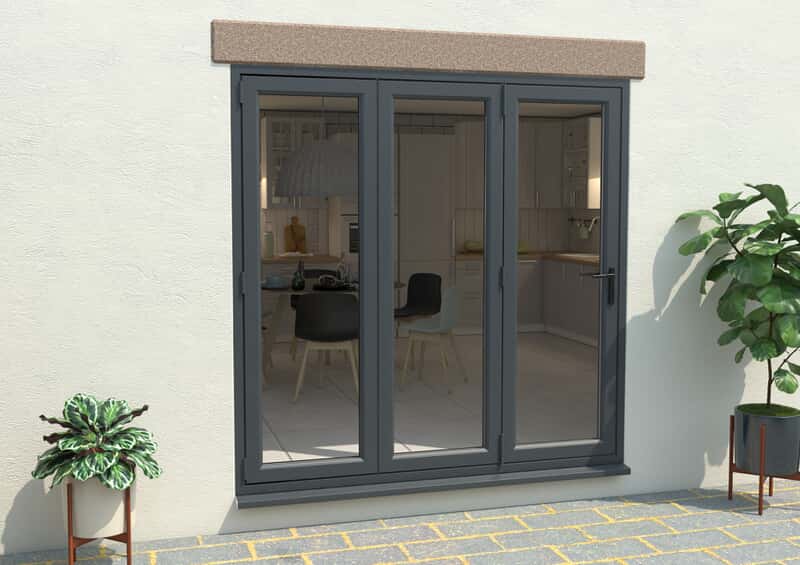 Climadoor Grey 2100mm Upvc Bi Fold Door Open Out 3l Express Doors Direct Climadoor Grey 2100mm Upvc Bi Fold Door, How To Install Bifold Patio Doors