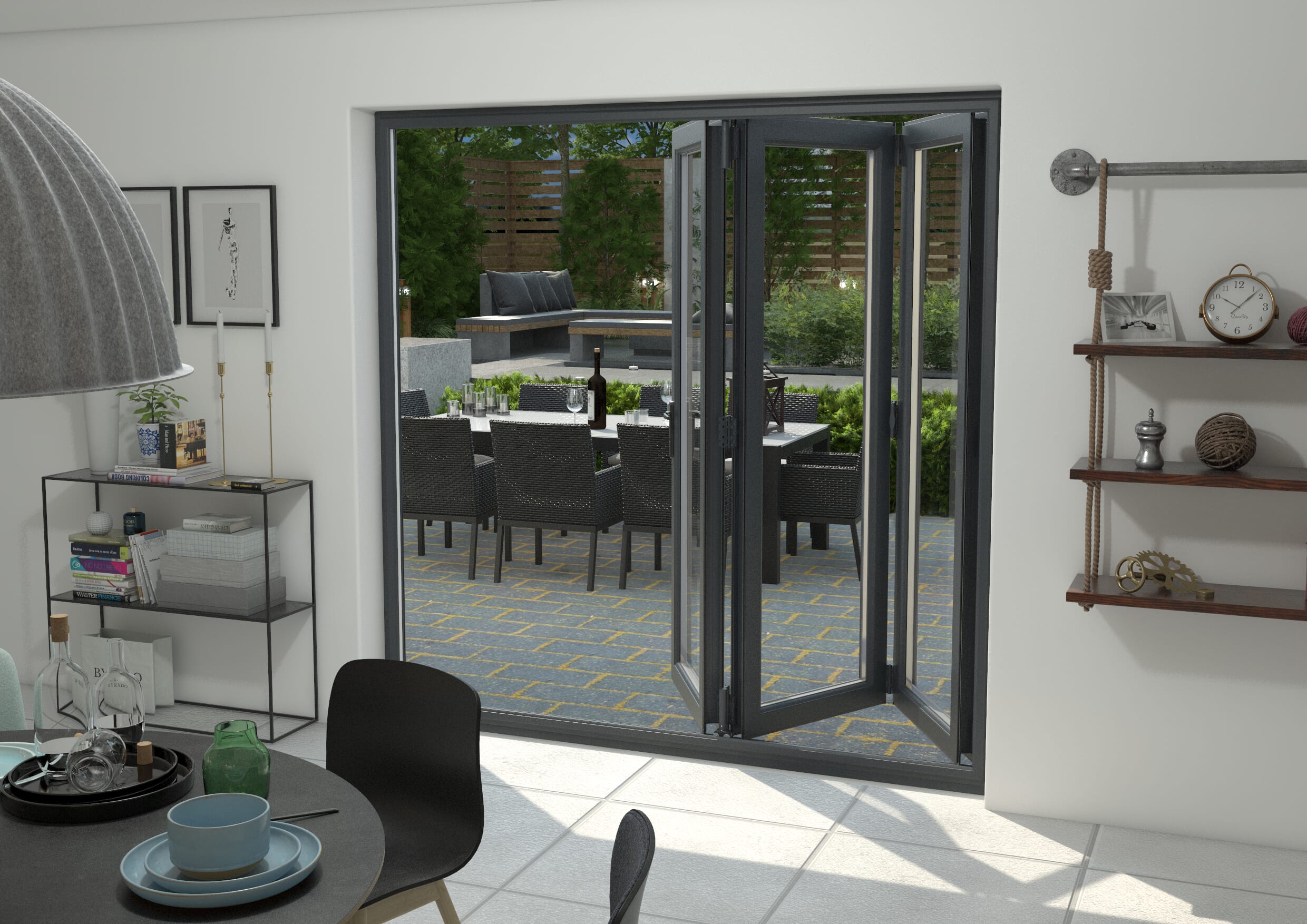 Part Q Grey 2100mm UPVC Bi-Fold Door OPEN OUT 3L