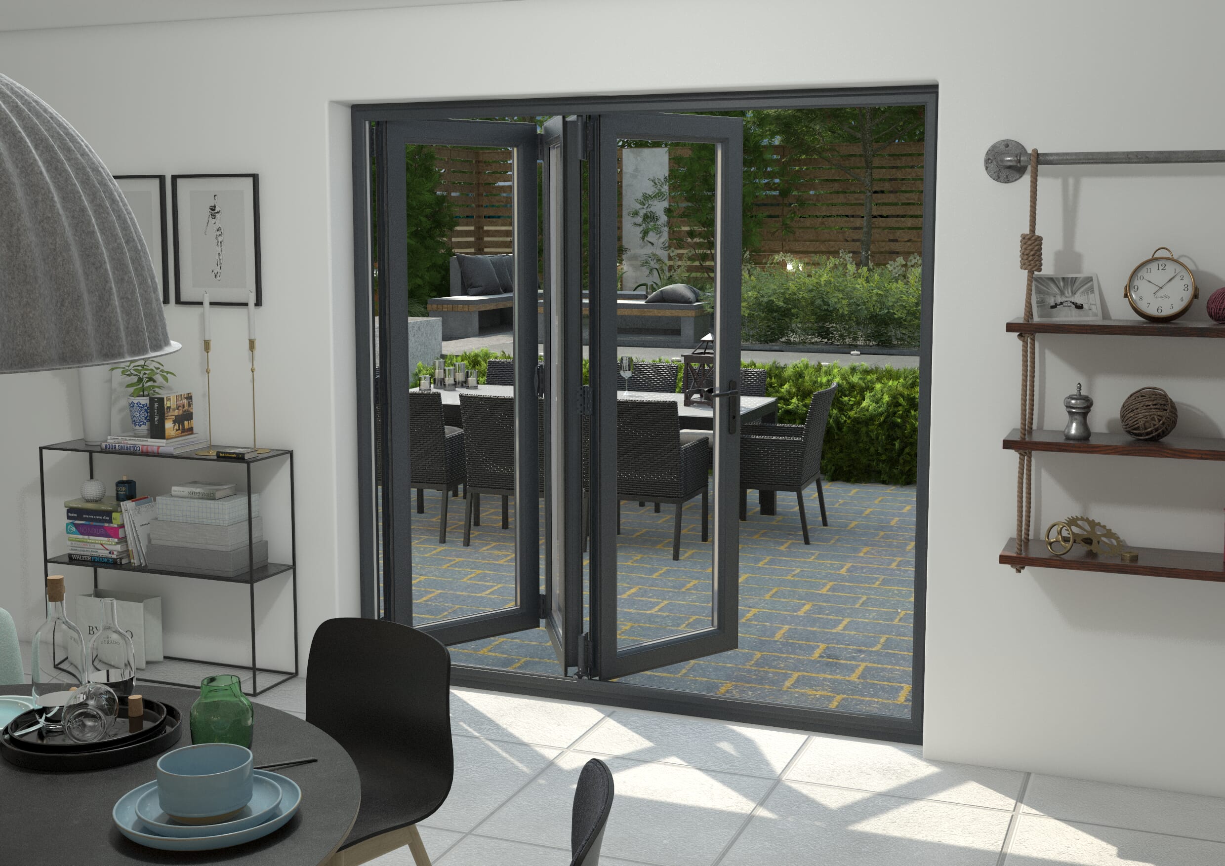 Grey 2100mm Upvc Bi-fold Door Open Out 3r Bifold Doors At Climadoor