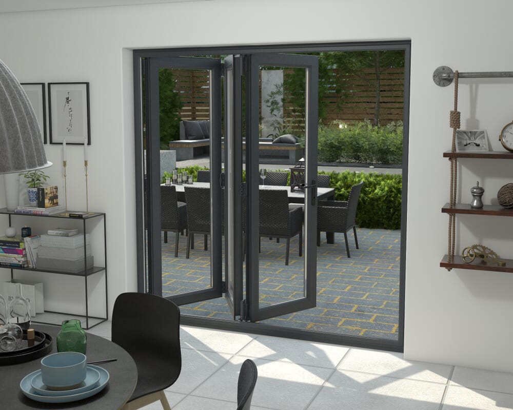 Grey 2100mm UPVC Bi-Fold Door OPEN OUT 3R