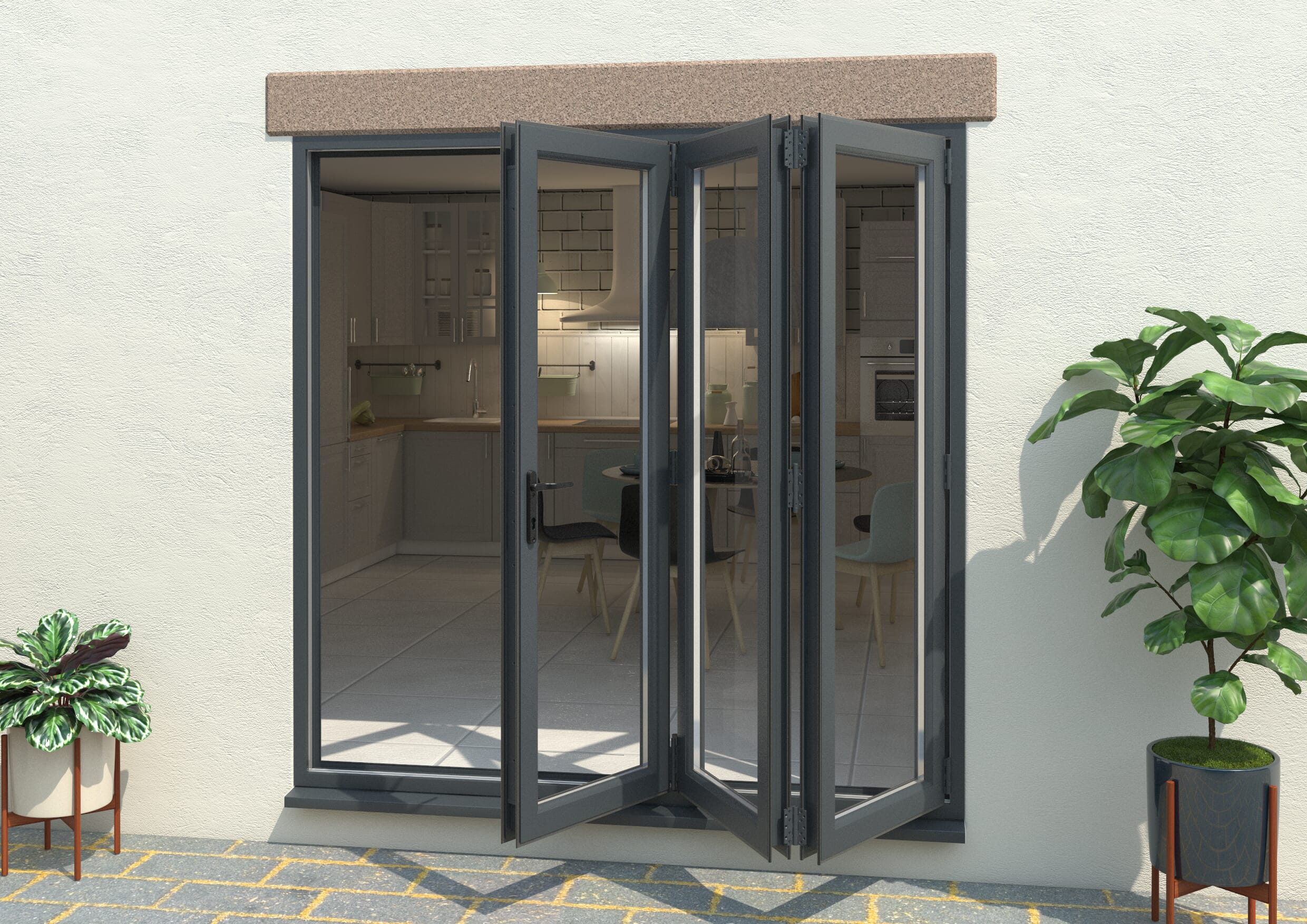 Part Q Grey 2100mm UPVC Bi-Fold Door OPEN OUT 3R