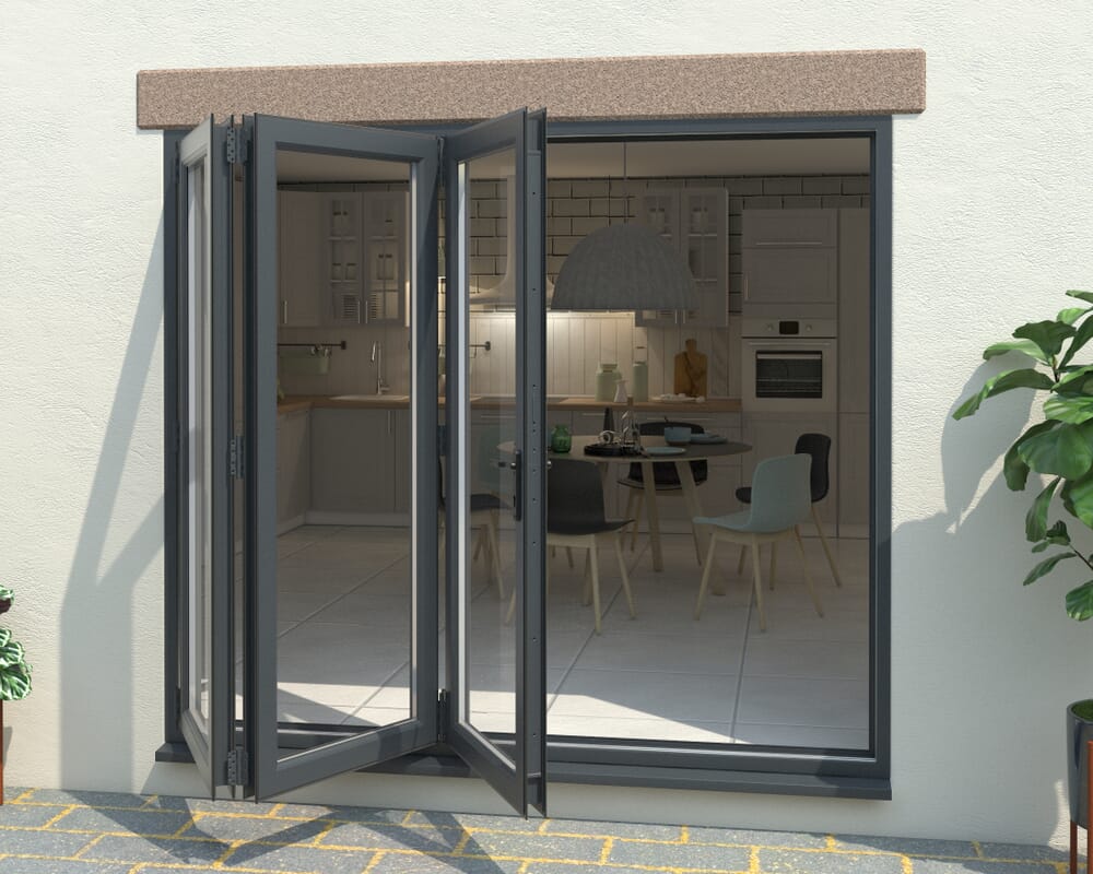 Grey 2400mm UPVC Bi-Fold Door OPEN OUT 3L