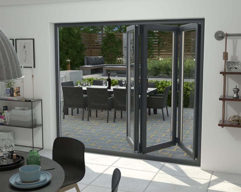 Grey 2400mm UPVC Bi-Fold Door OPEN OUT 3L