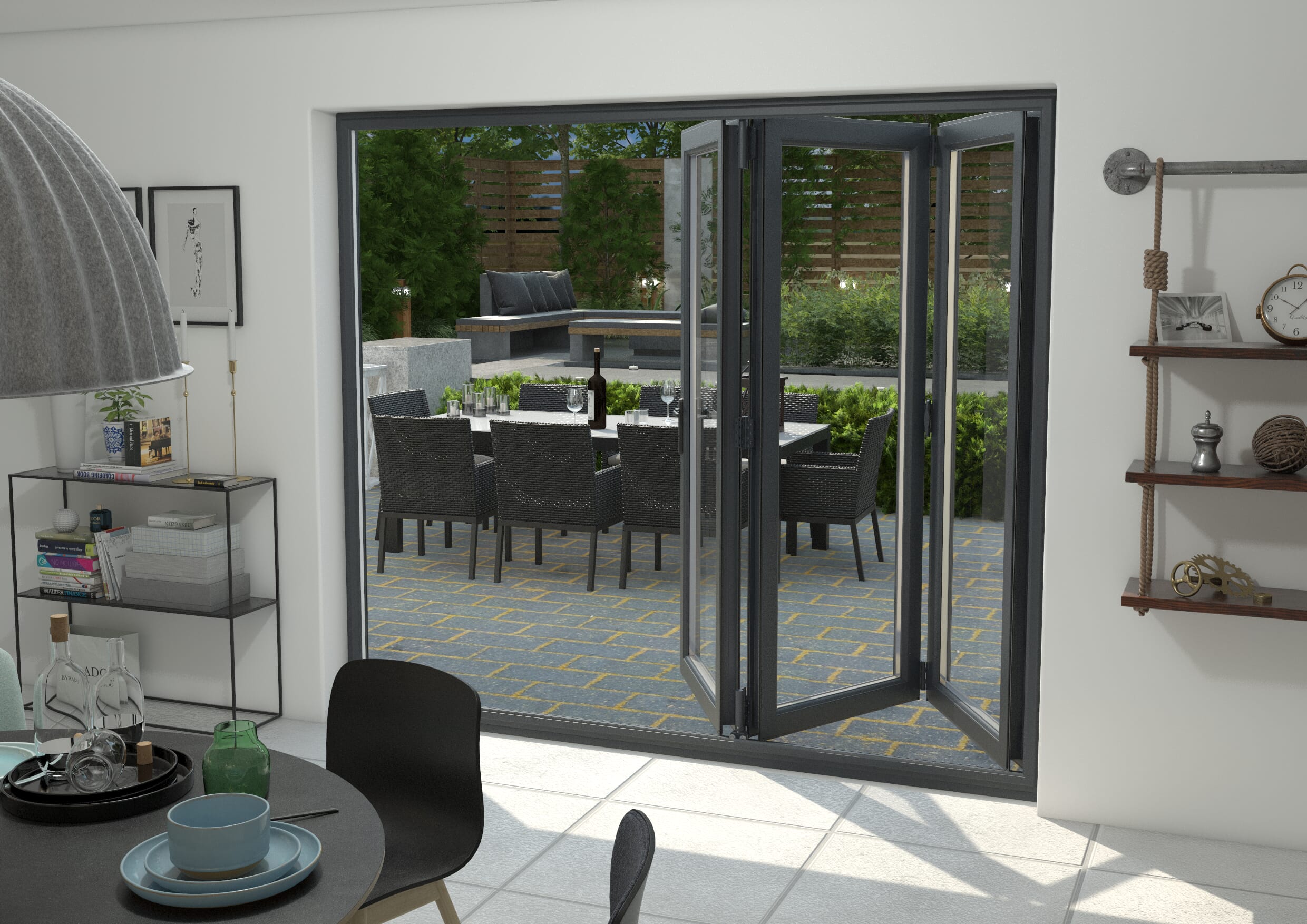Part Q Grey 2400mm UPVC Bi-Fold Door OPEN OUT 3L