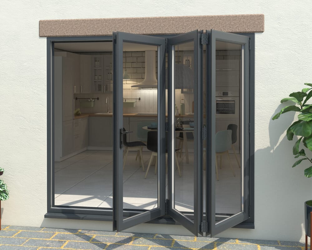 Grey 2400mm UPVC Bi-Fold Door OPEN OUT 3R