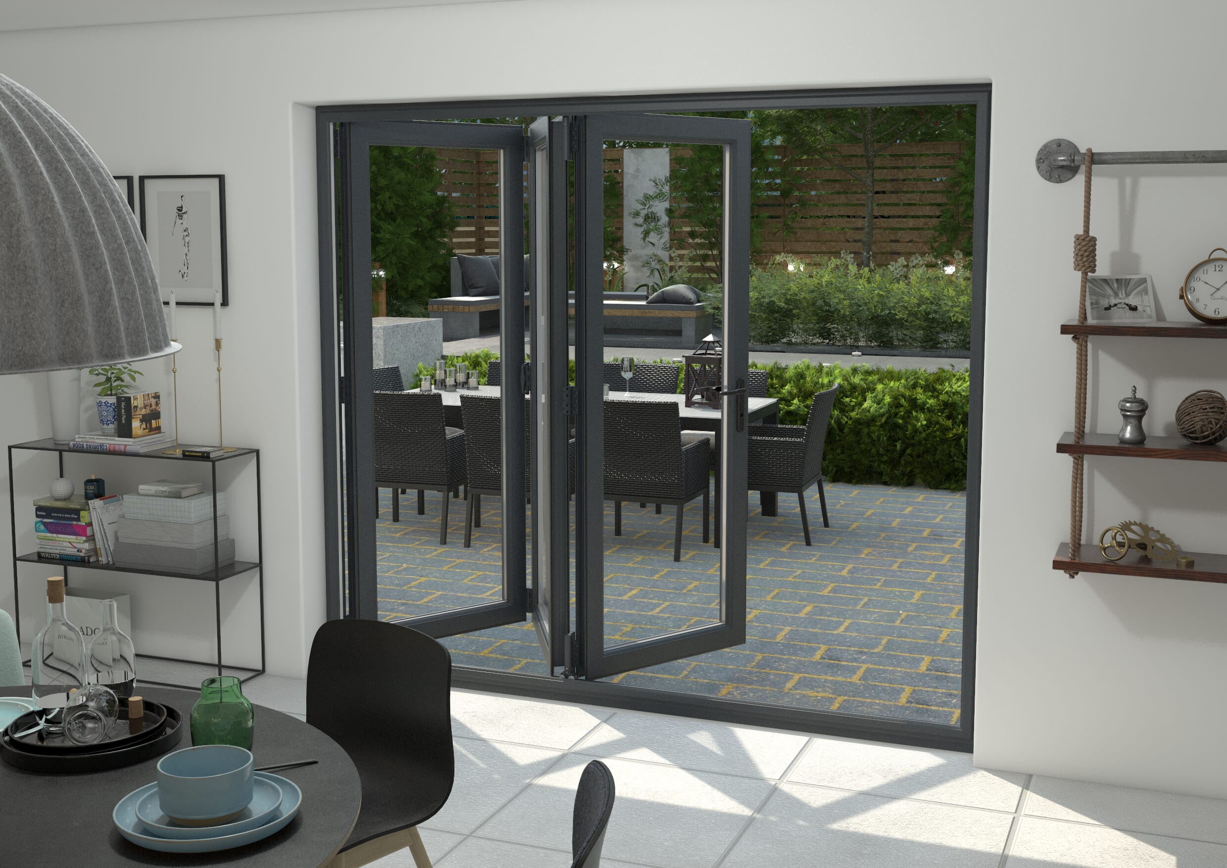 Grey 2400mm Upvc Bi-fold Door Open Out 3r Bifold Doors At Climadoor