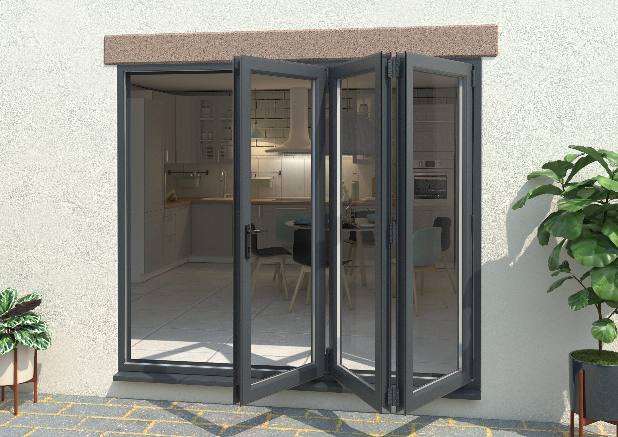 Part Q Grey 2400mm UPVC Bi-Fold Door OPEN OUT 3R
