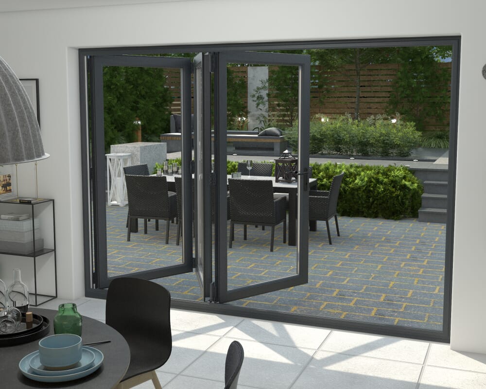 Part Q Grey 3000mm UPVC Bi-Fold Door OPEN OUT 3R