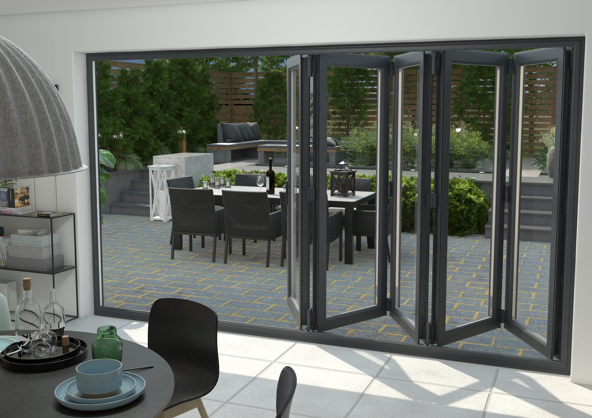 Grey 3000mm UPVC Bi-Fold Door OPEN OUT 5L