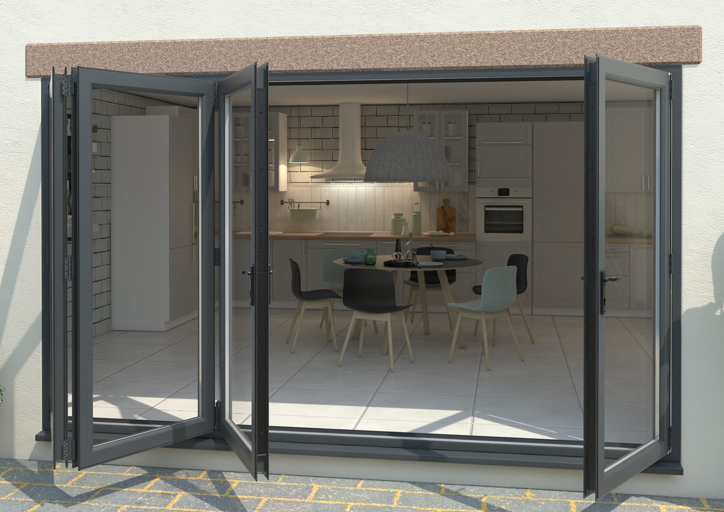 Part Q Grey 3600mm UPVC Bi-Fold Door OPEN OUT 3L/1R