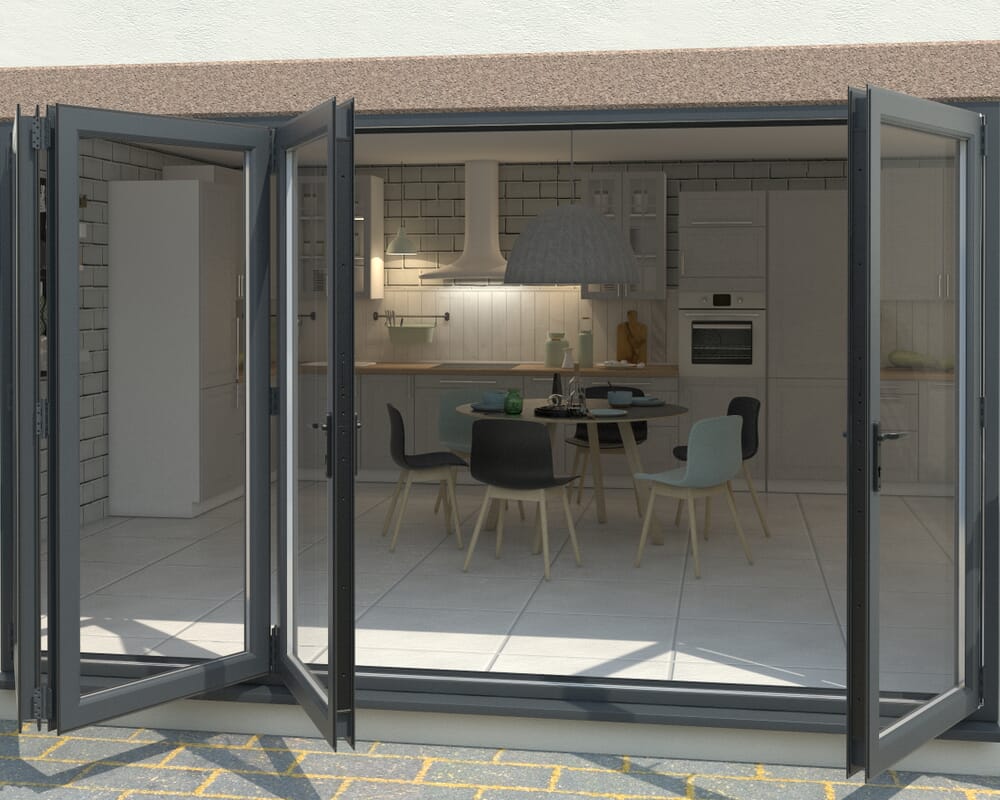 Part Q Grey 3600mm UPVC Bi-Fold Door OPEN OUT 3L/1R