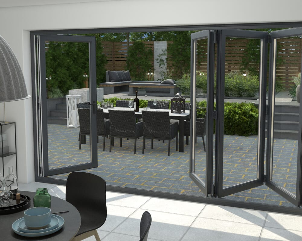 Part Q Grey 3600mm UPVC Bi-Fold Door OPEN OUT 3L/1R
