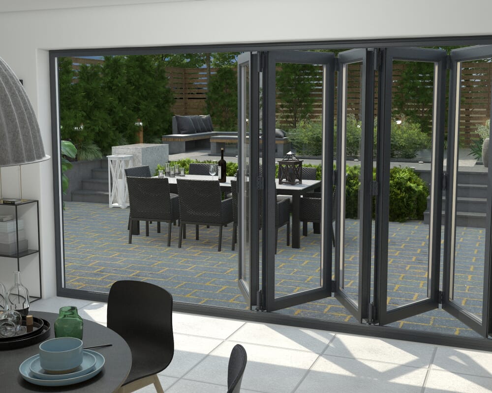 Grey 3600mm UPVC Bi-Fold Door OPEN OUT 5L