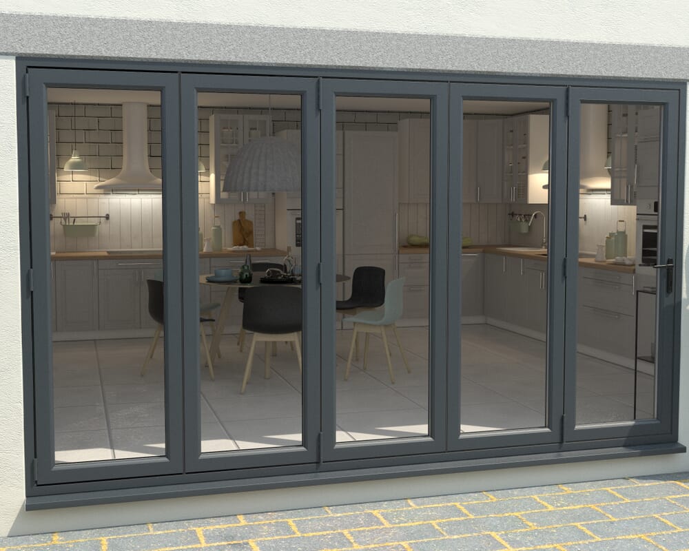 Grey 3600mm UPVC Bi-Fold Door OPEN OUT 5L