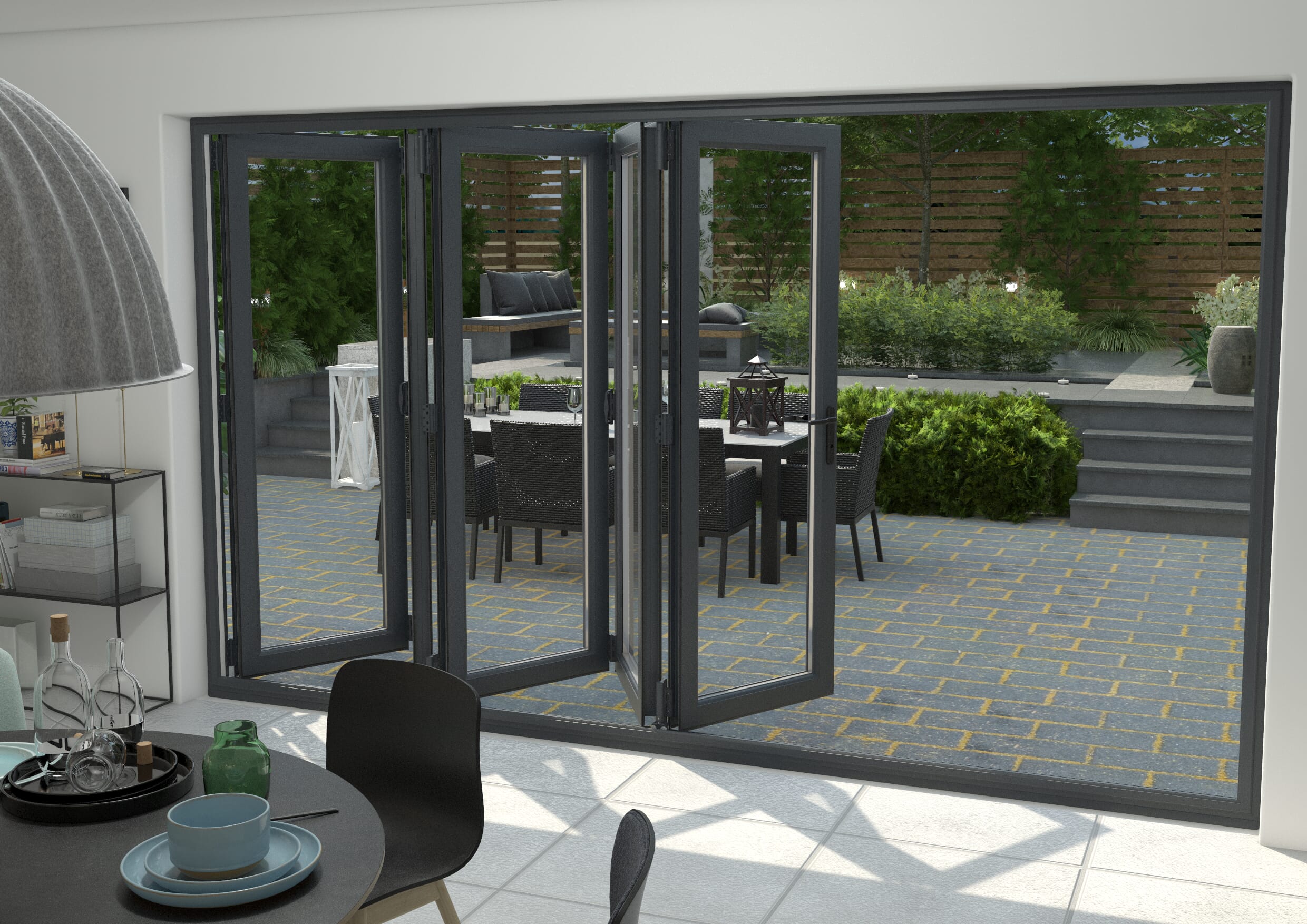 Grey 3600mm UPVC Bi-Fold Door OPEN OUT 5R