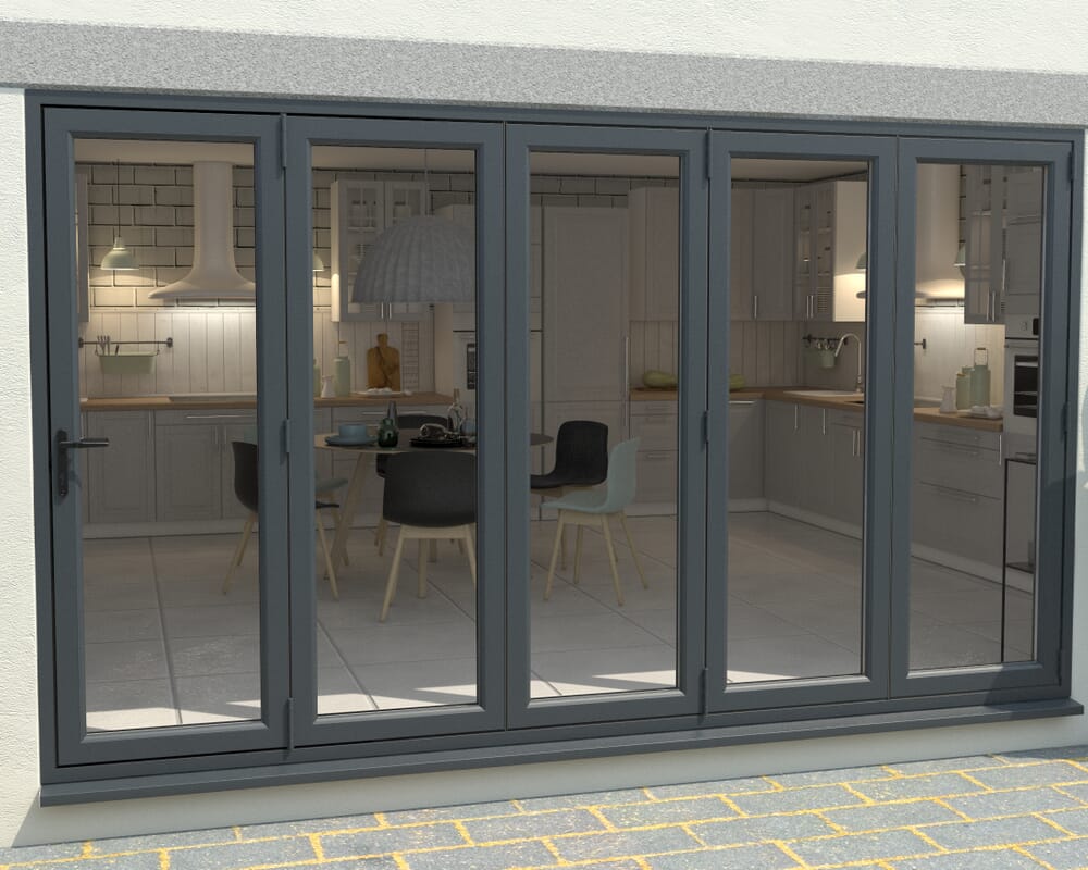 Grey 3600mm UPVC Bi-Fold Door OPEN OUT 5R